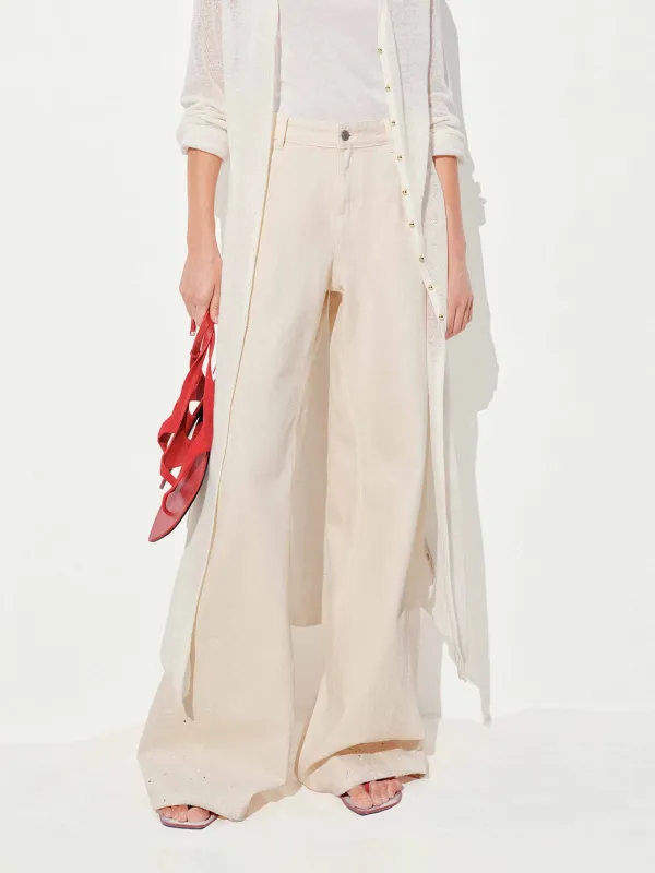 Ink-splashed Wide Leg Jeans sold by Mo&Co