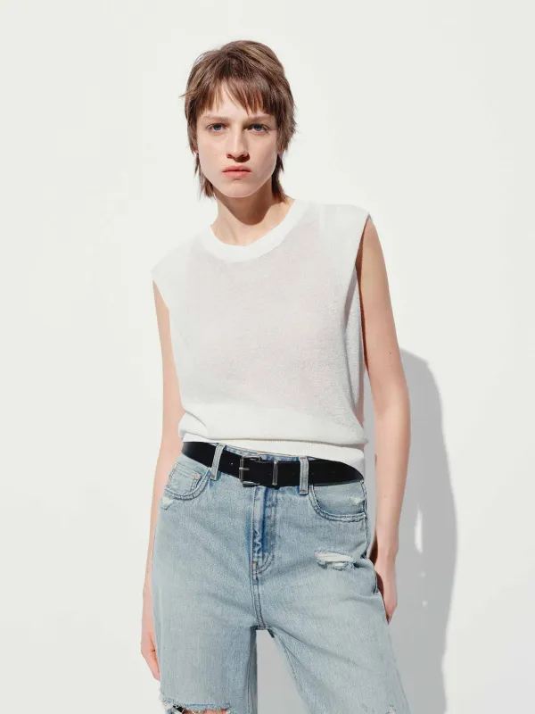 Round Neck Sleeveless Top sold by Mo&Co