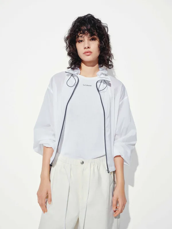 Lightweight Drawstring Cropped Jacket sold by Mo&Co