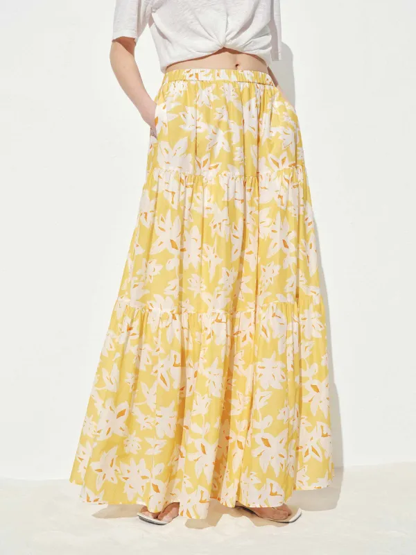 Flower Printed Maxi Skirt sold by Mo&Co