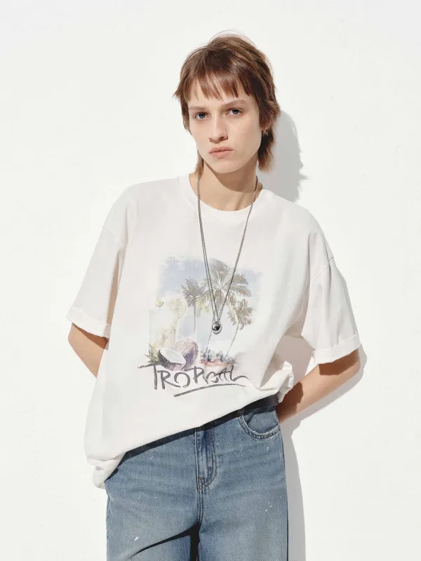 Tropical Cotton Print T-shirt sold by Mo&Co