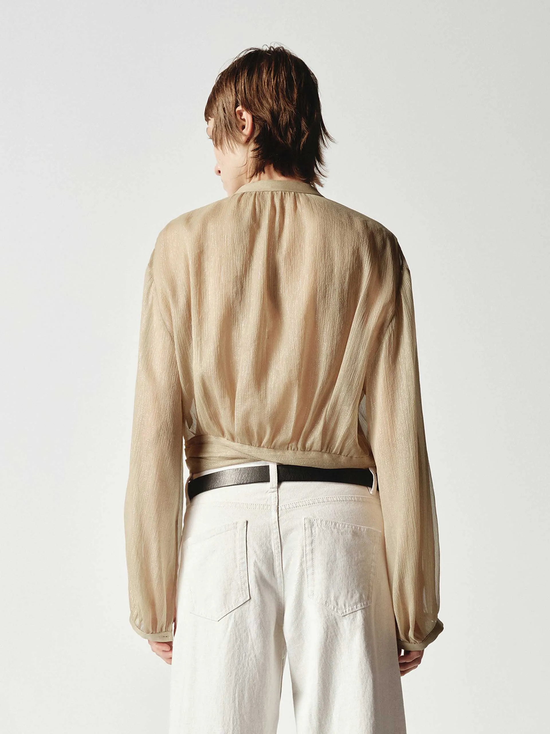 Silk Blend Sheer Tie Blouse sold by Mo&Co product image thumbnail 5