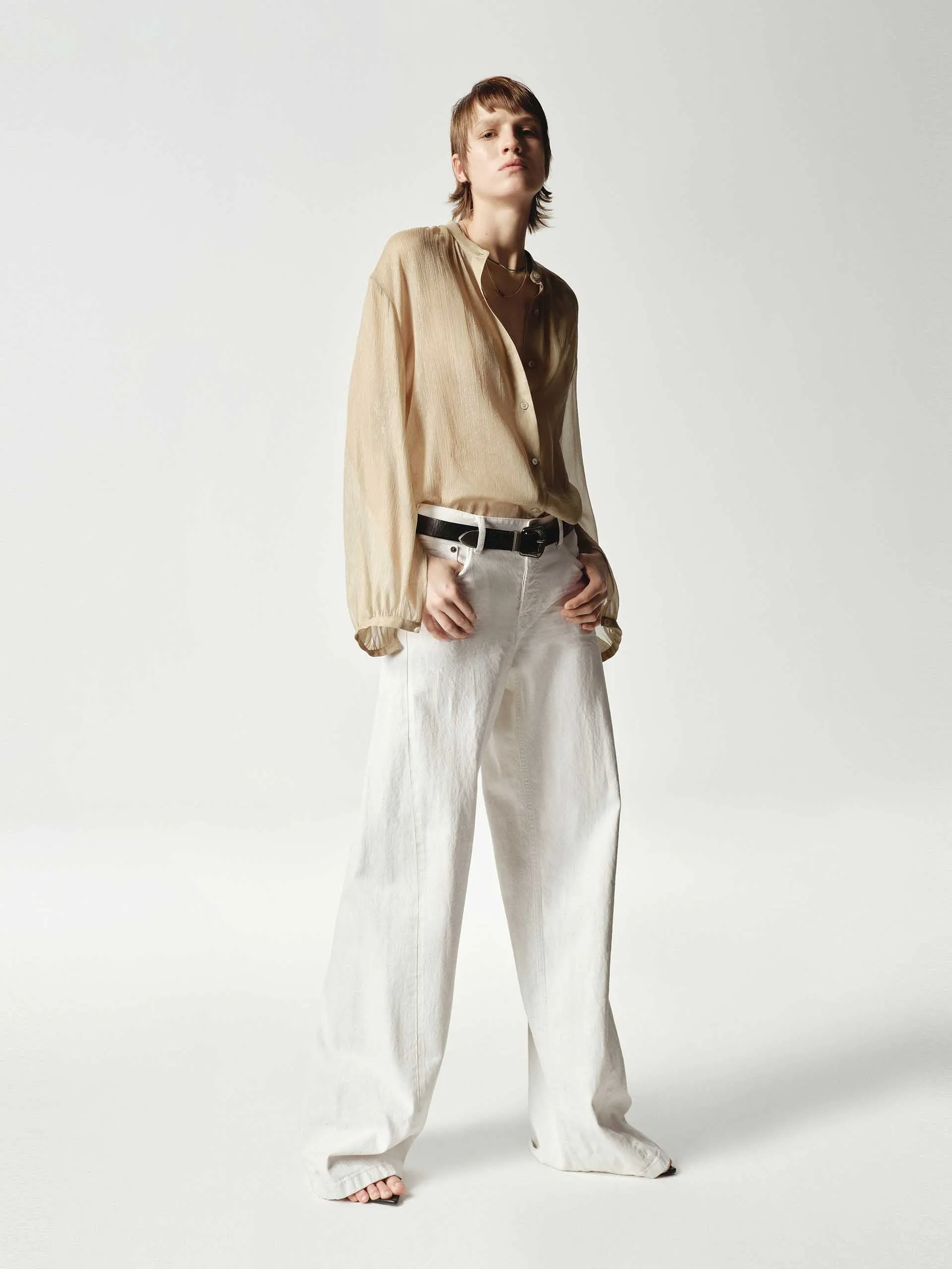 Silk Blend Sheer Tie Blouse sold by Mo&Co product image thumbnail 2