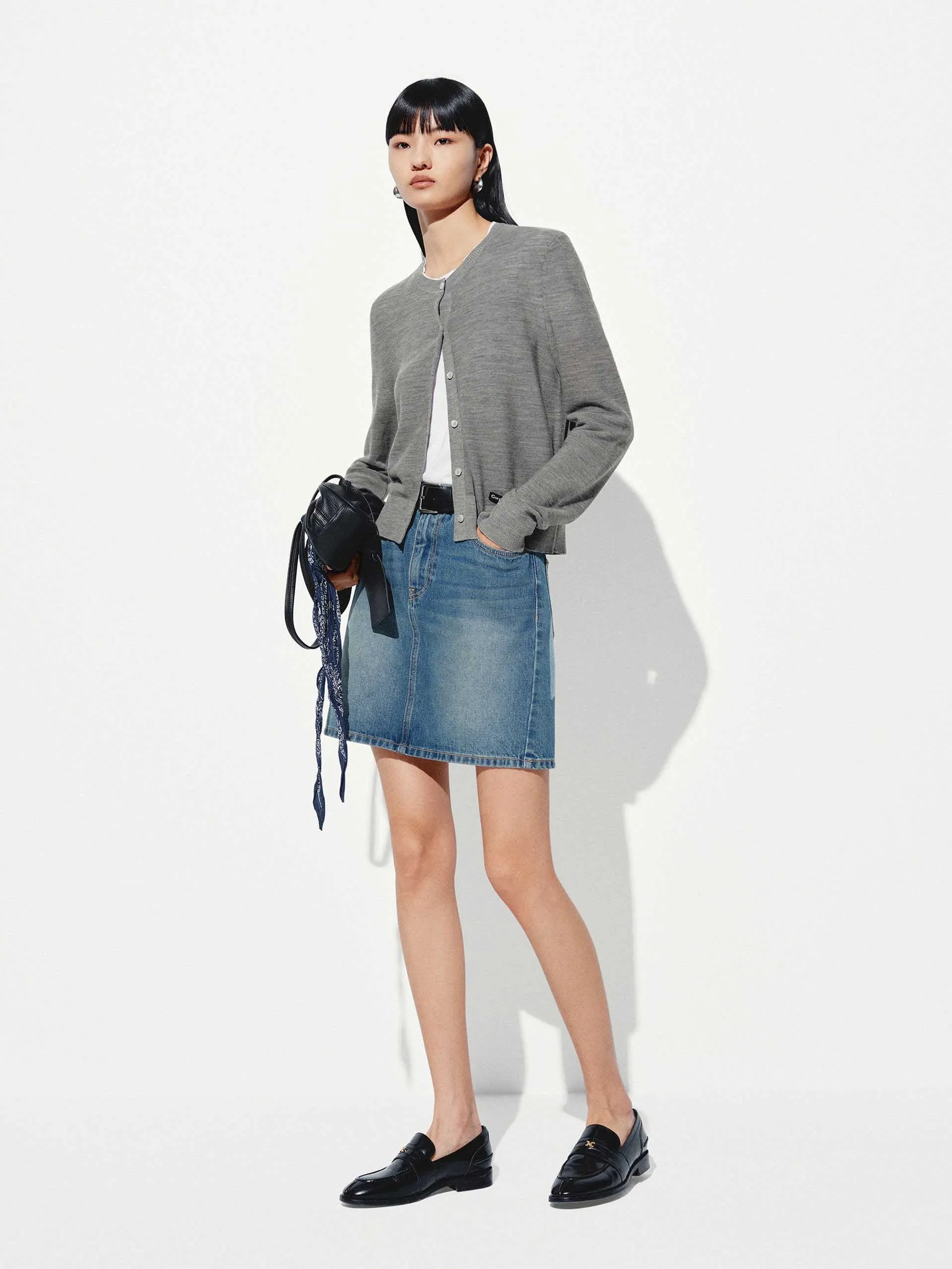 Round Neck Wool Cardigan sold by Mo&Co product image thumbnail 2