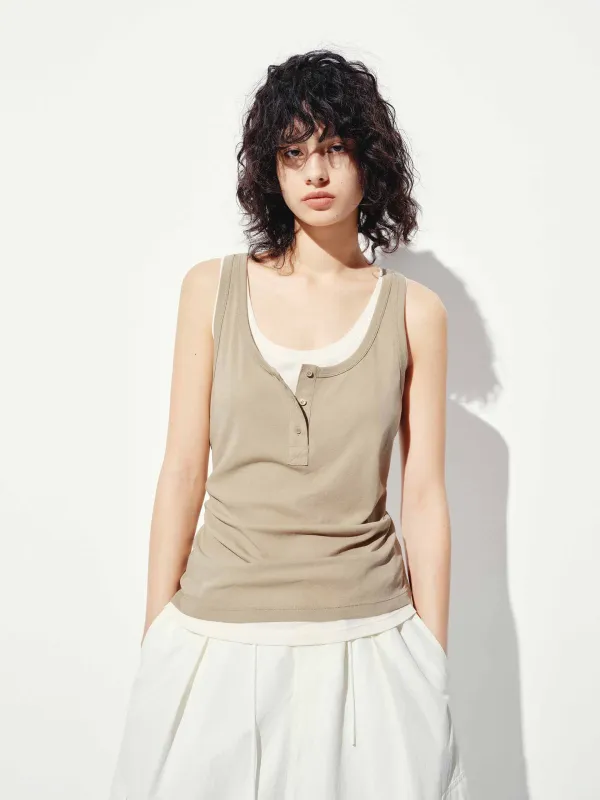 U-neck Layered Tank Top sold by Mo&Co