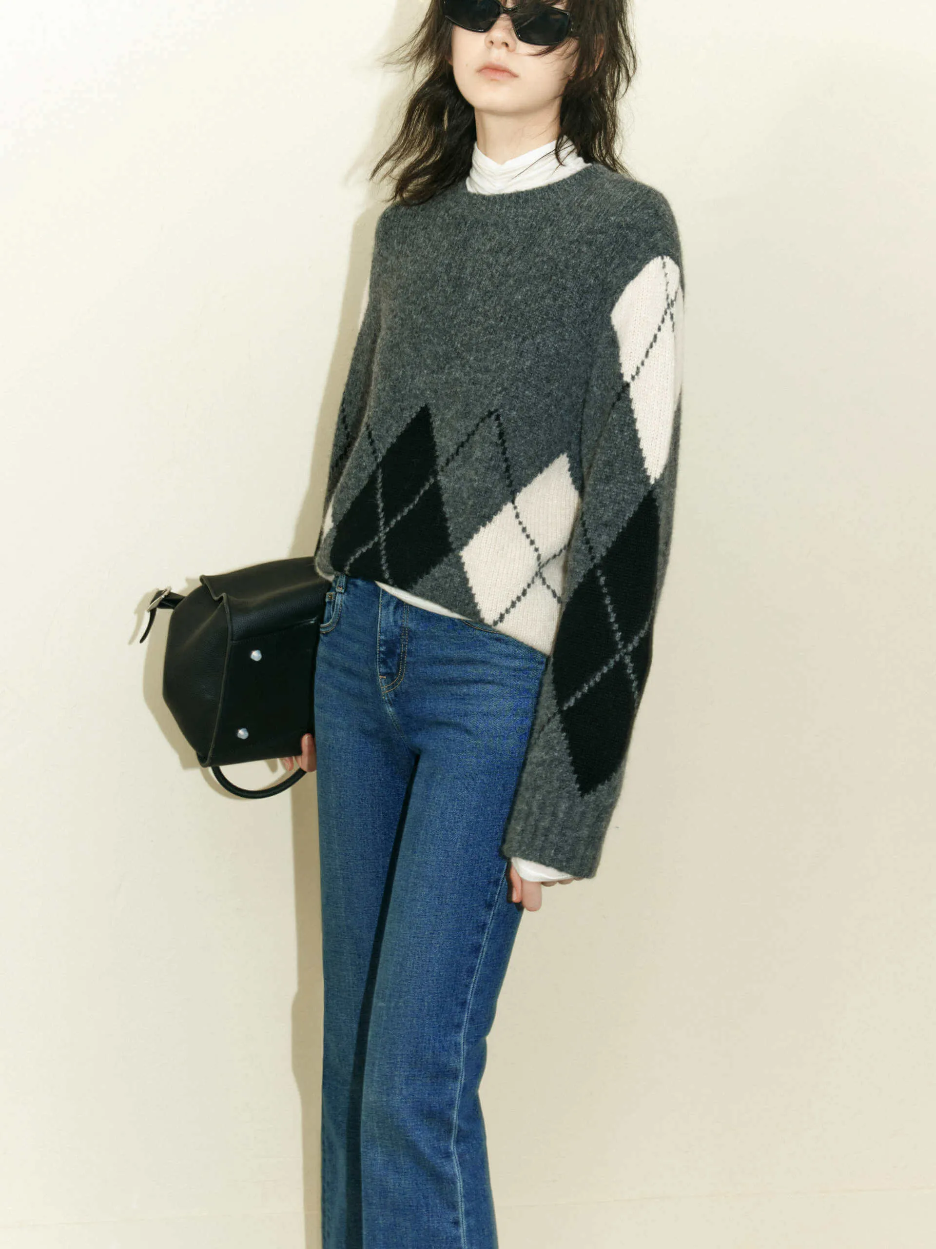 Argyle Check Knitted Sweater sold by Mo&Co product image thumbnail 2