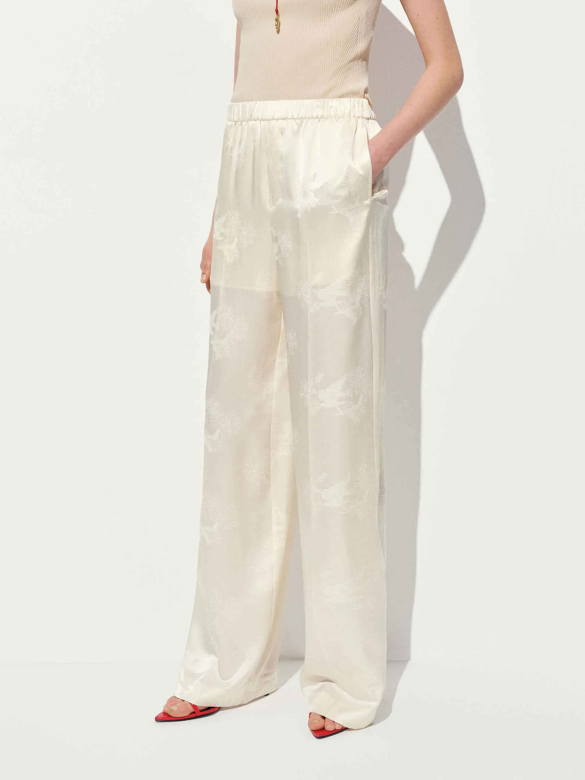 Elasticated Waistband Jacquard Trousers sold by Mo&Co product image thumbnail 3