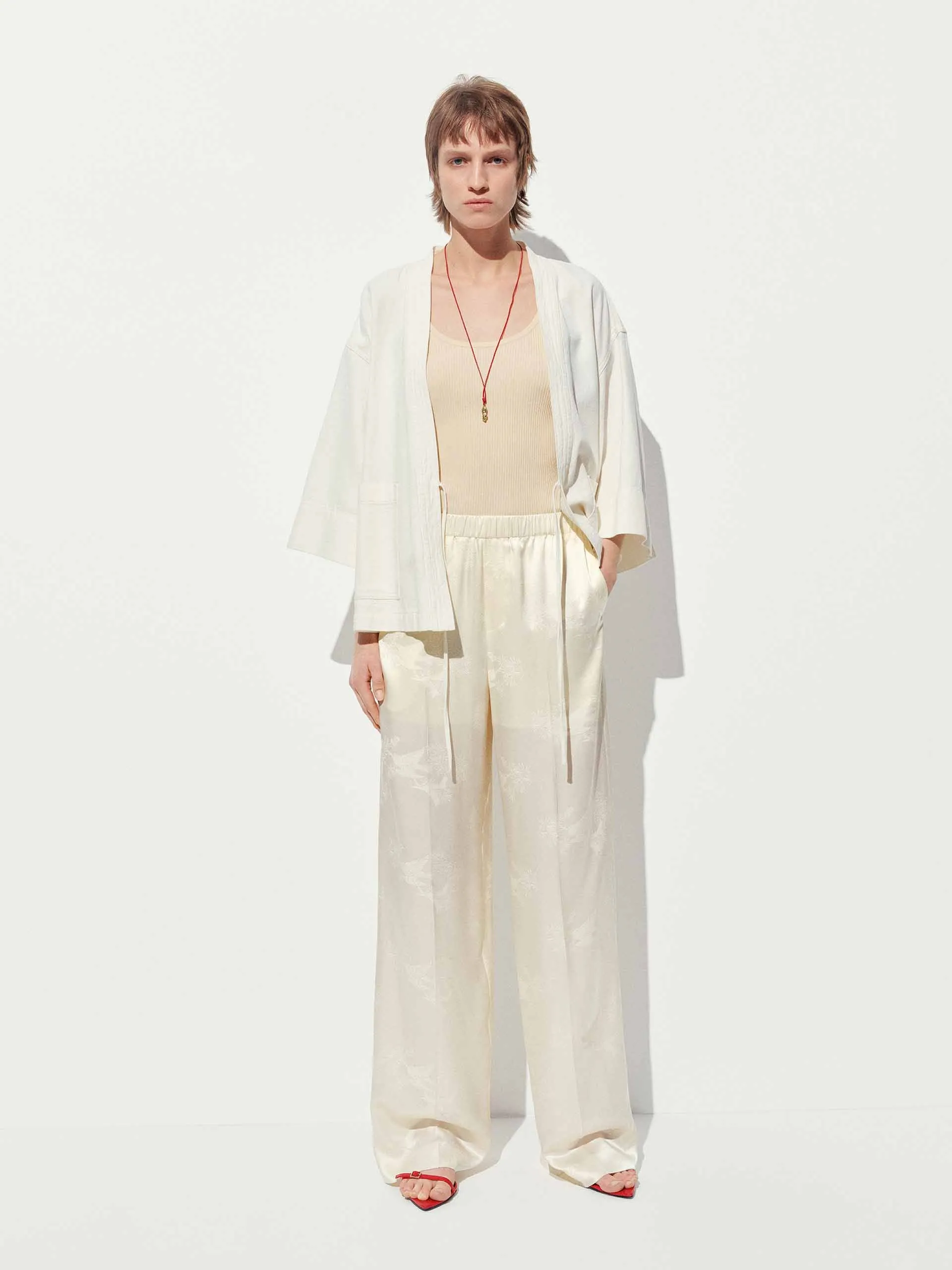 Elasticated Waistband Jacquard Trousers sold by Mo&Co product image thumbnail 2