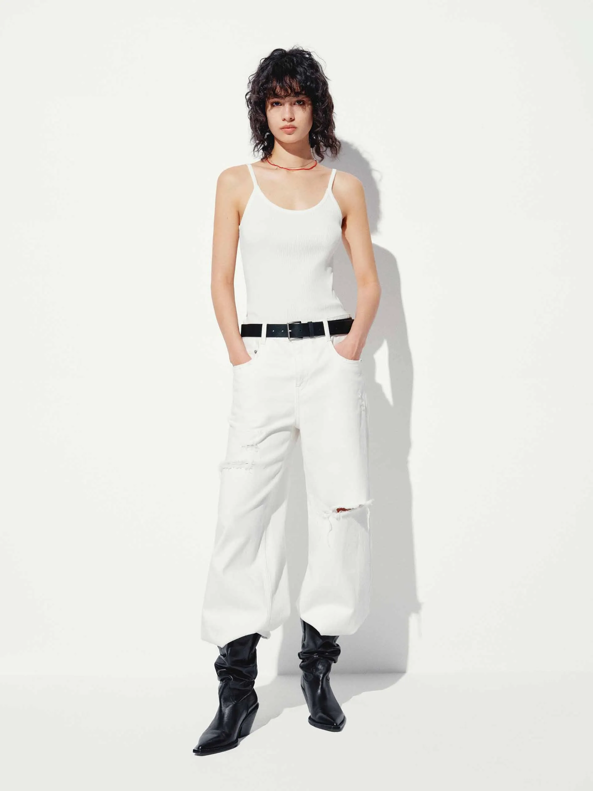 Spaghetti Straps Knitted Tank Top sold by Mo&Co product image thumbnail 2