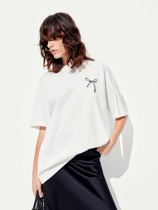 Bow Print Short Sleeves T-shirt sold by Mo&Co