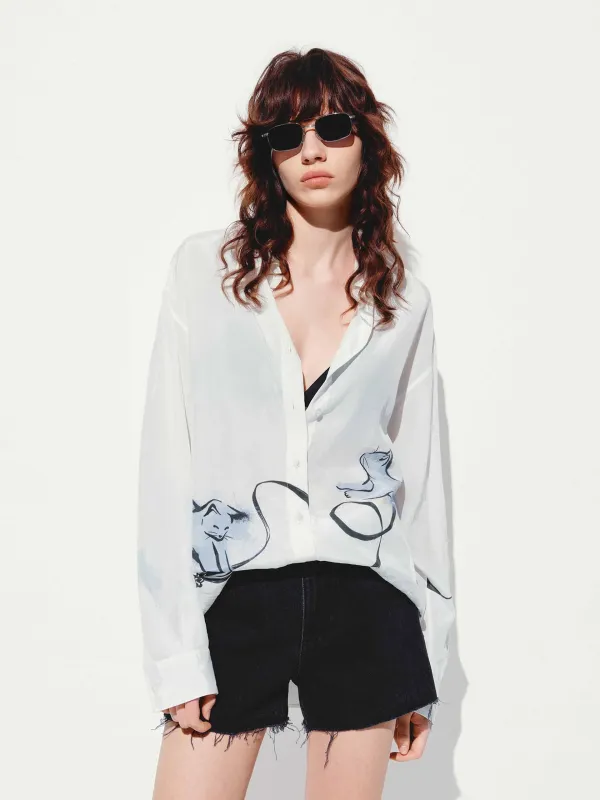 Cat Print Long Sleeves Shirt sold by Mo&Co