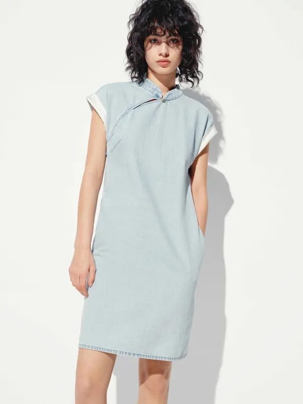 Cheongsam Denim Mini Dress sold by Mo&Co