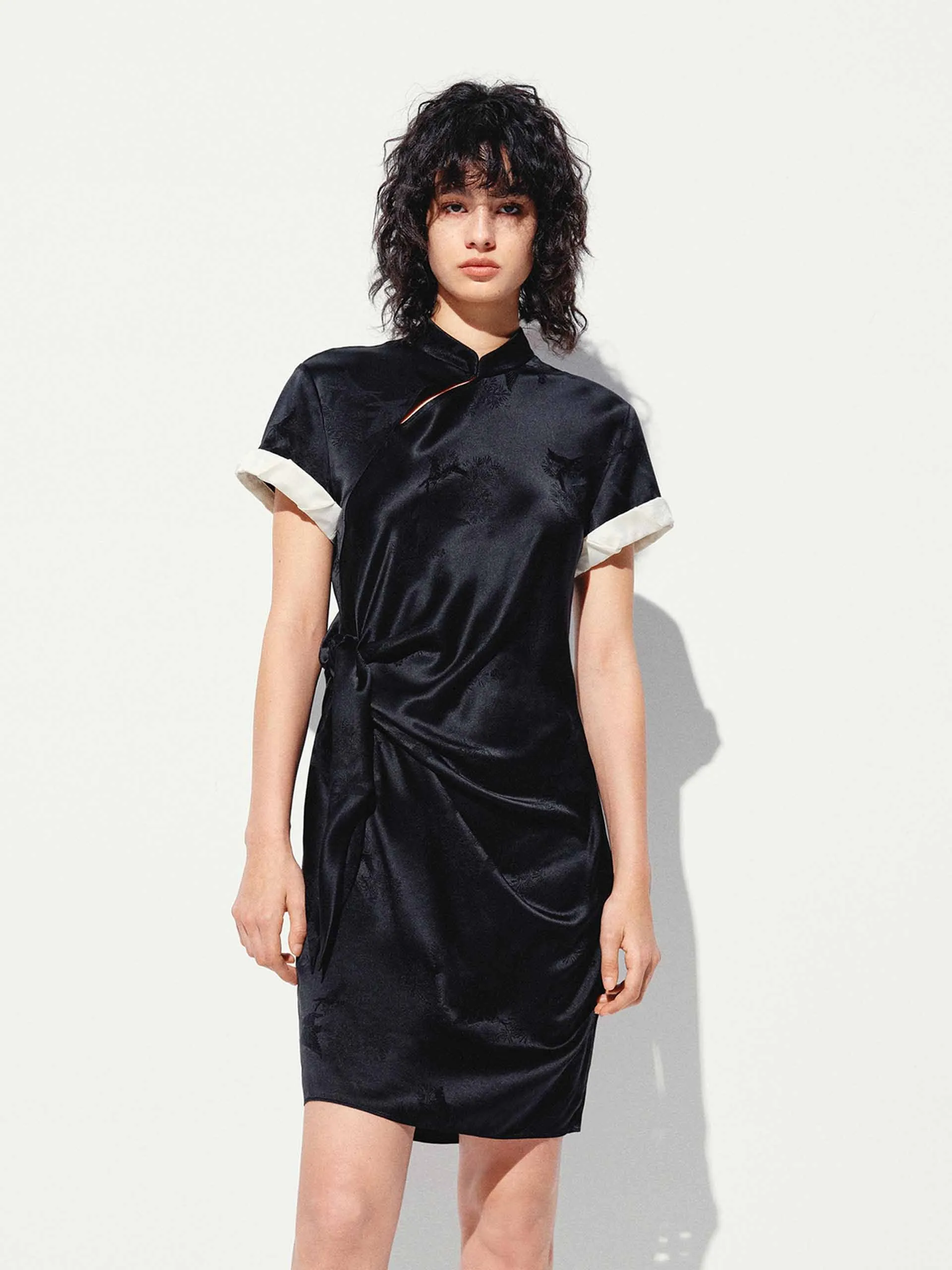 Cheongsam Pleated Mini Dress sold by Mo&Co product image thumbnail 3