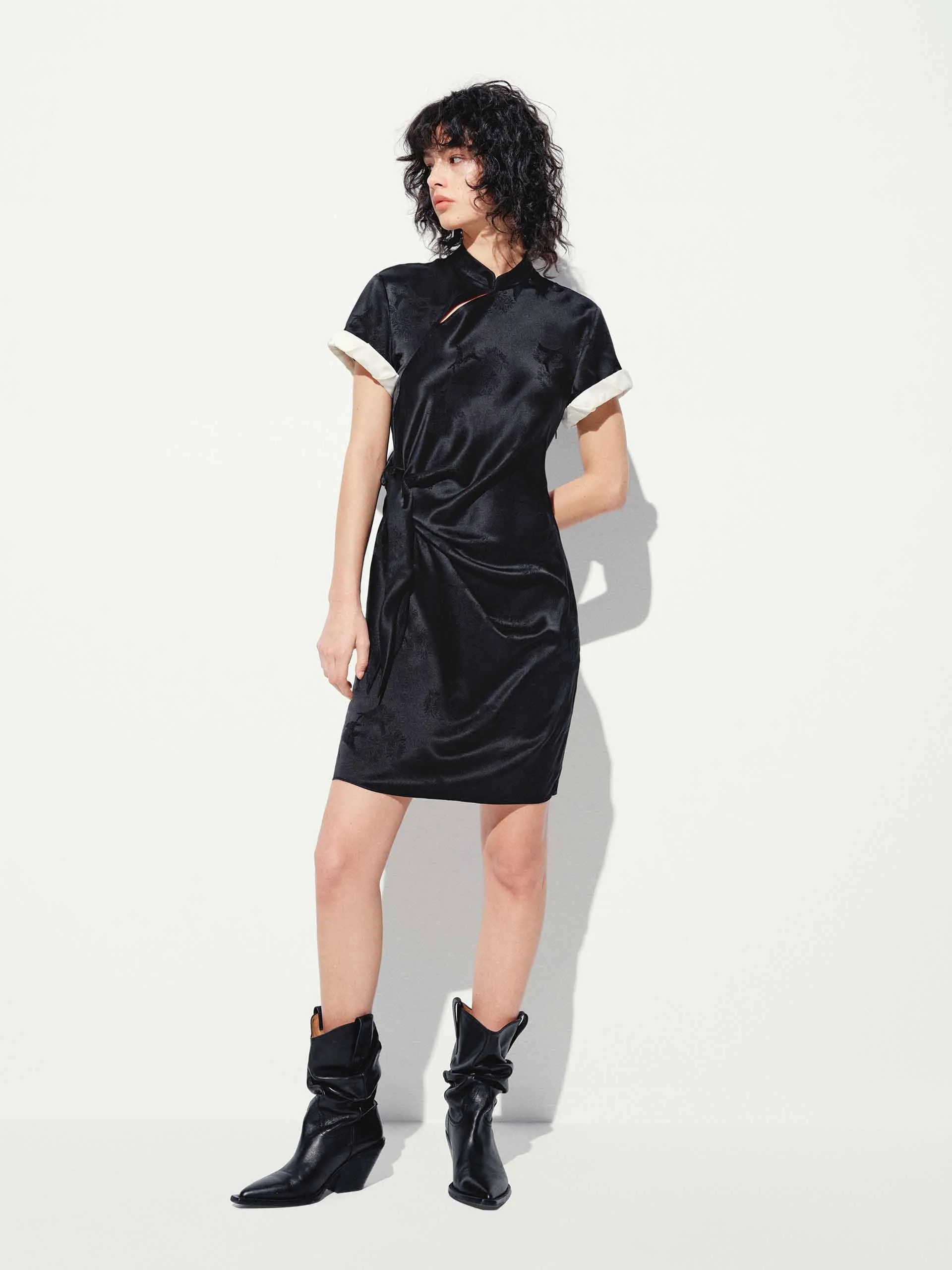 Cheongsam Pleated Mini Dress sold by Mo&Co product image thumbnail 2
