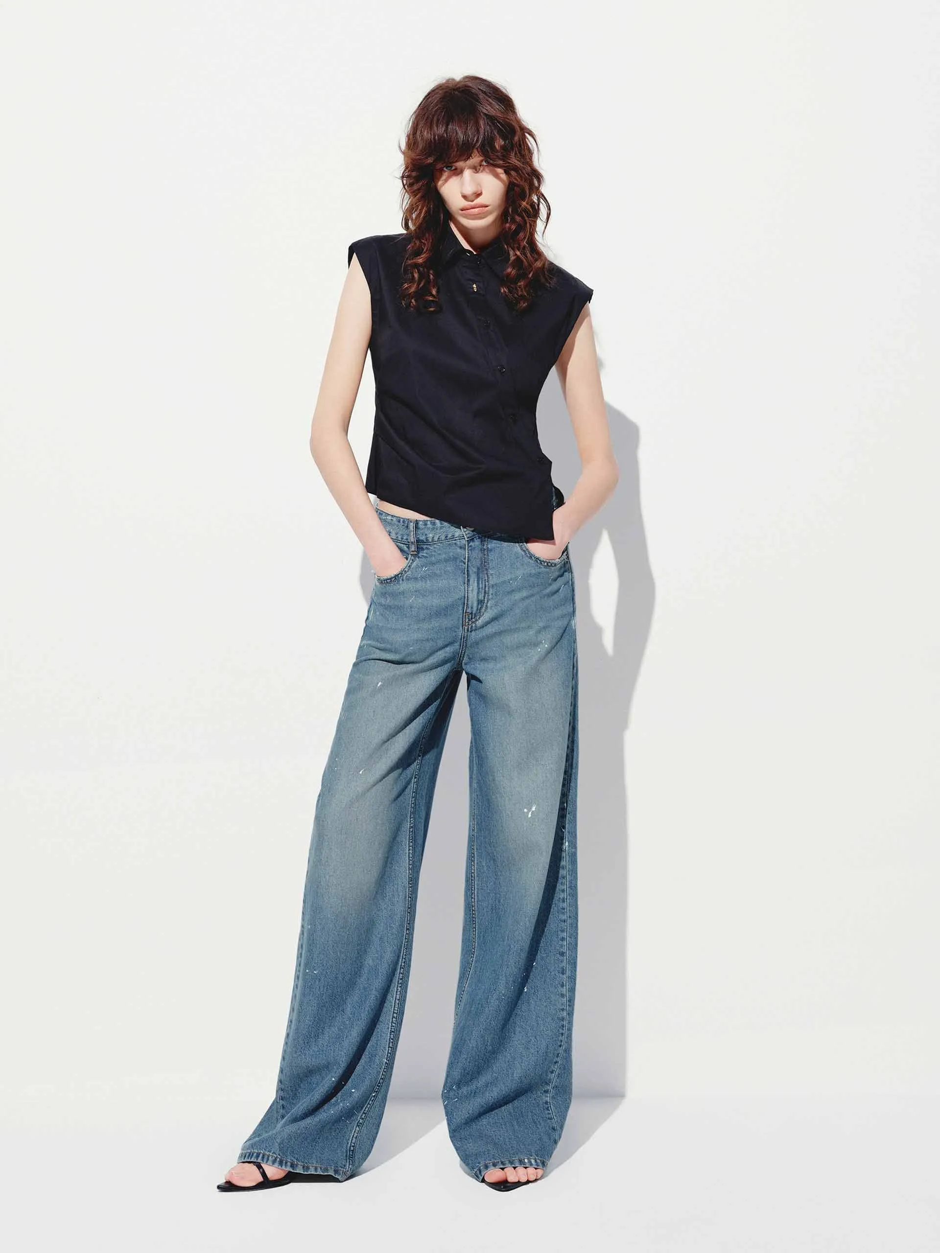 Sleeveless Slanted Placket Blouse sold by Mo&Co product image thumbnail 2