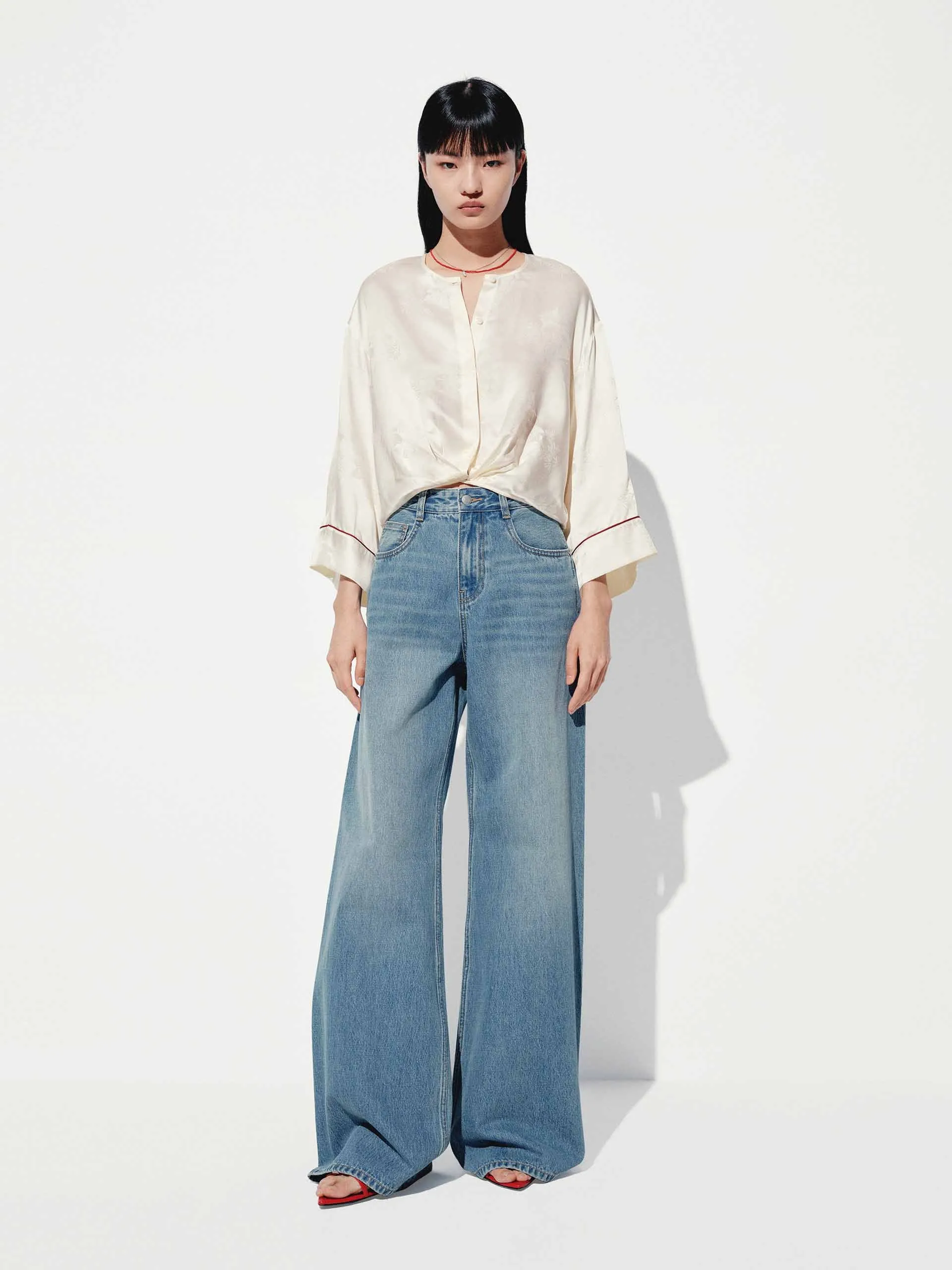 Round Neck Satin Blouse sold by Mo&Co product image thumbnail 2