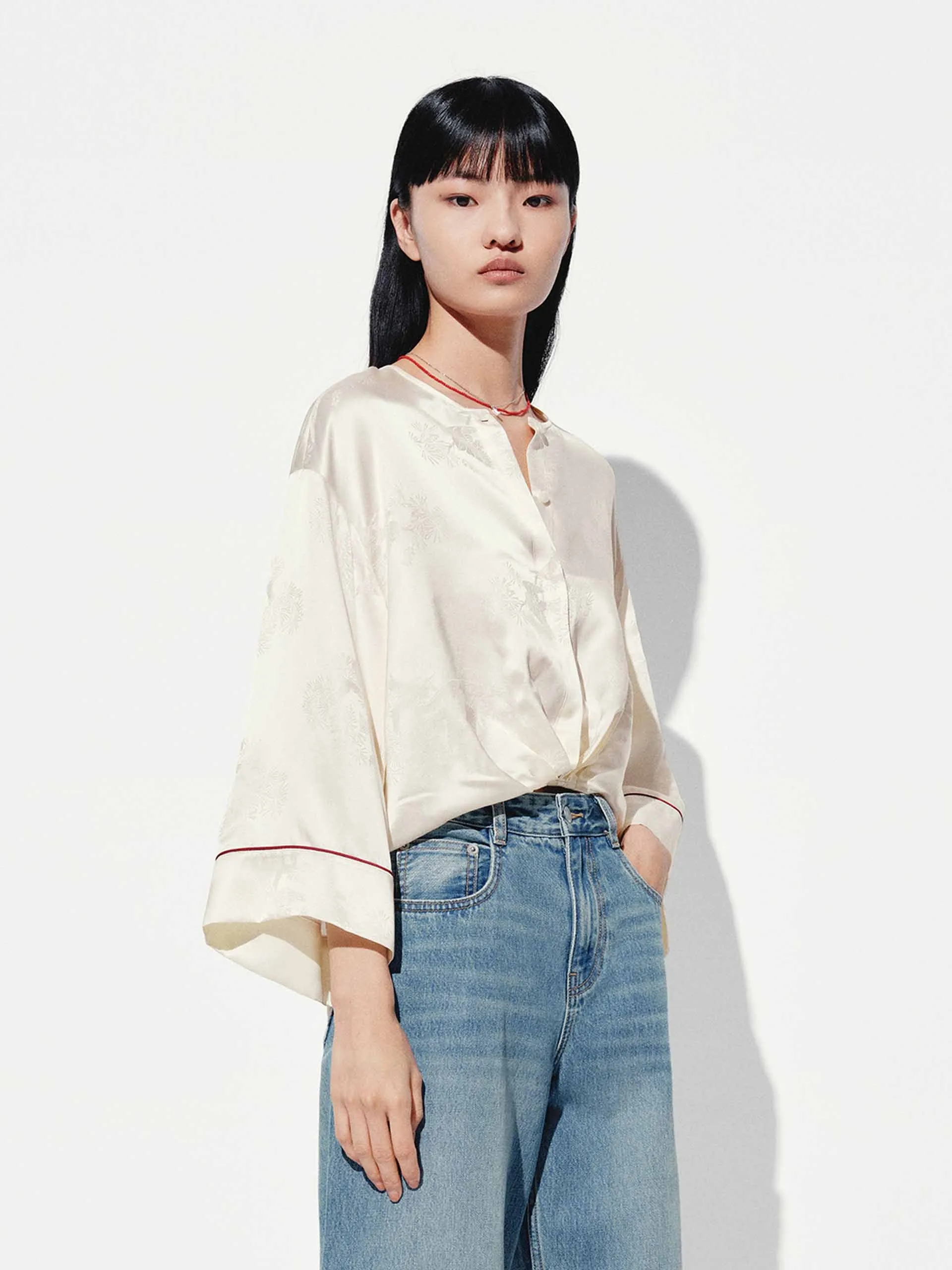 Round Neck Satin Blouse sold by Mo&Co product image thumbnail 3