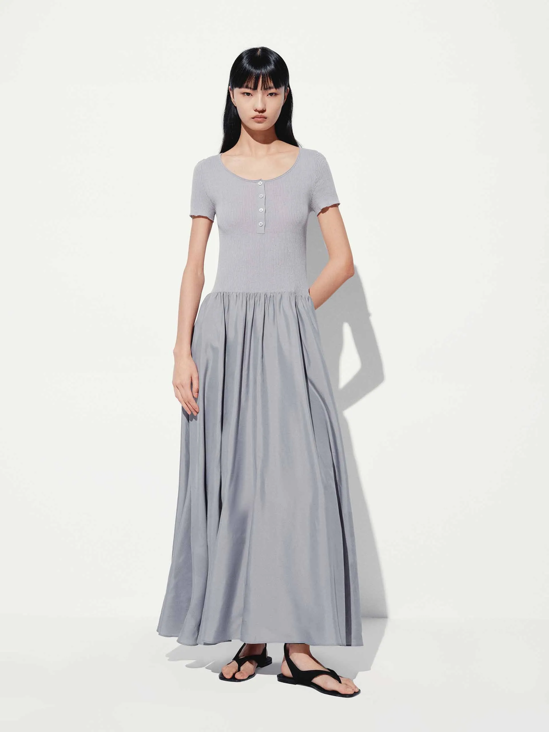 Paneled Short Sleeves Dress sold by Mo&Co