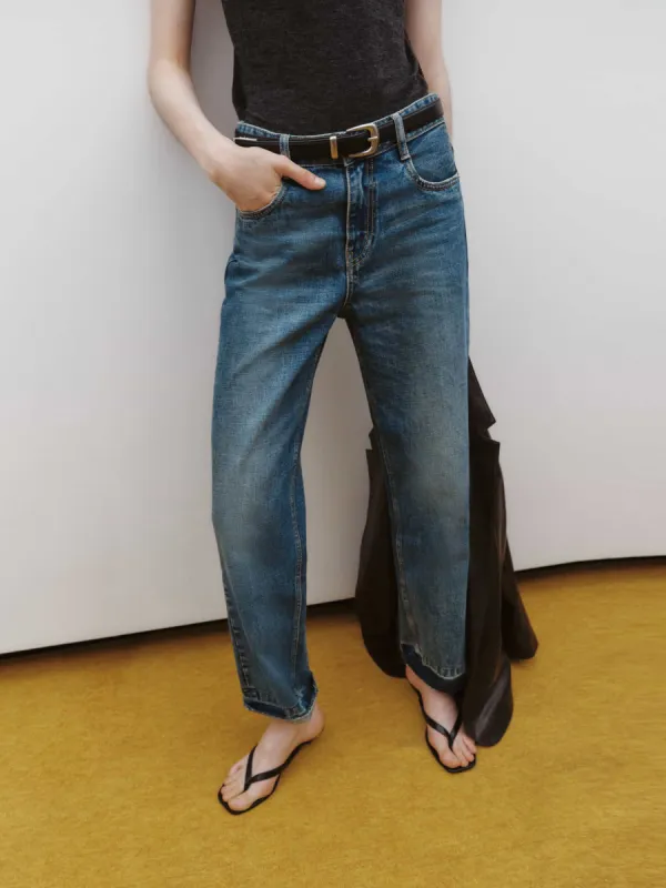 Straight Raw Hem Ankle Jeans sold by Mo&Co