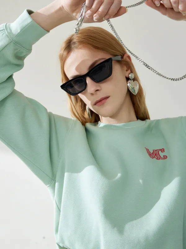 Cotton Blend Cropped Sweatshirt sold by Mo&Co