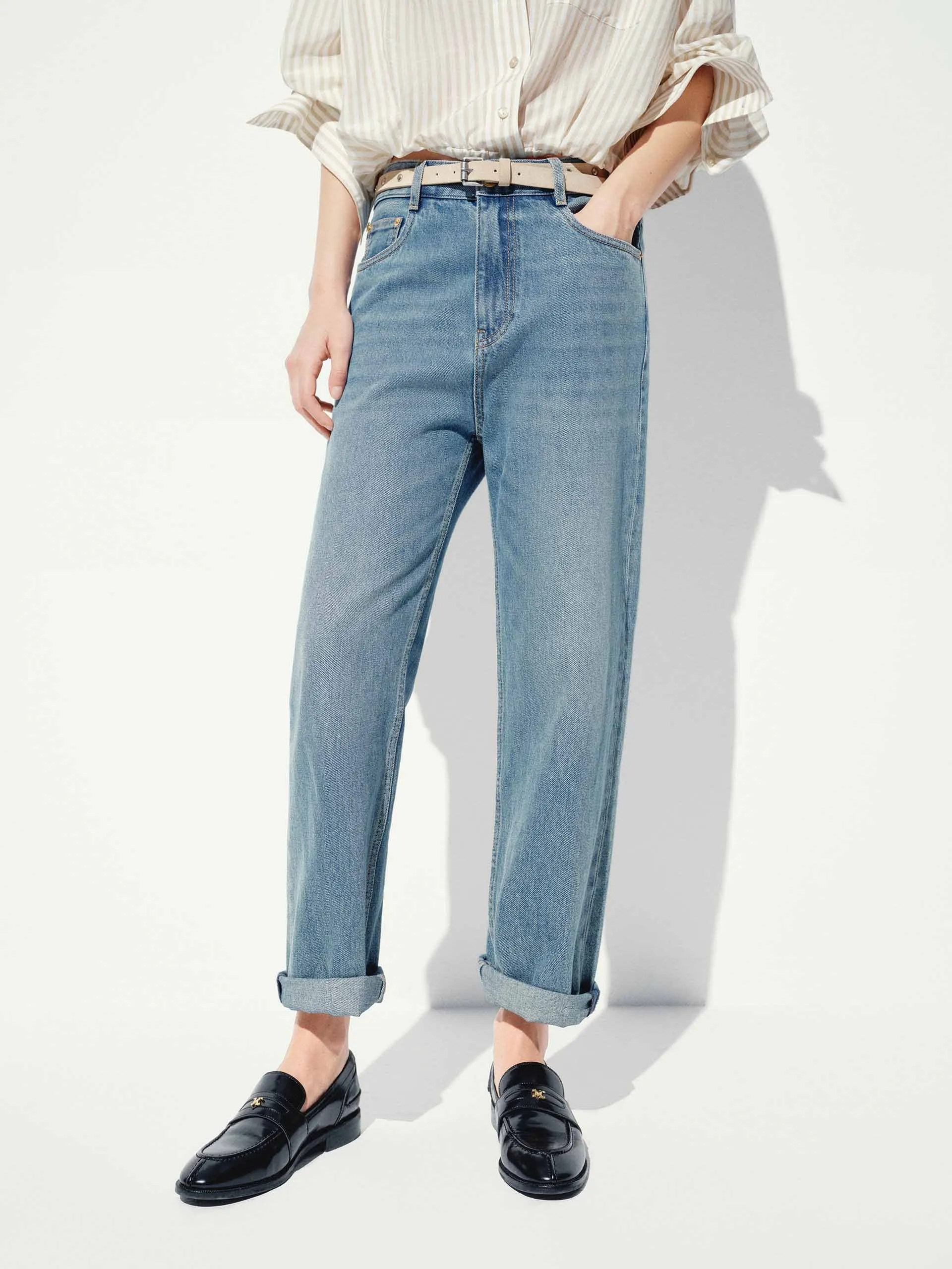 Straight Cotton Wash Jeans sold by Mo&Co