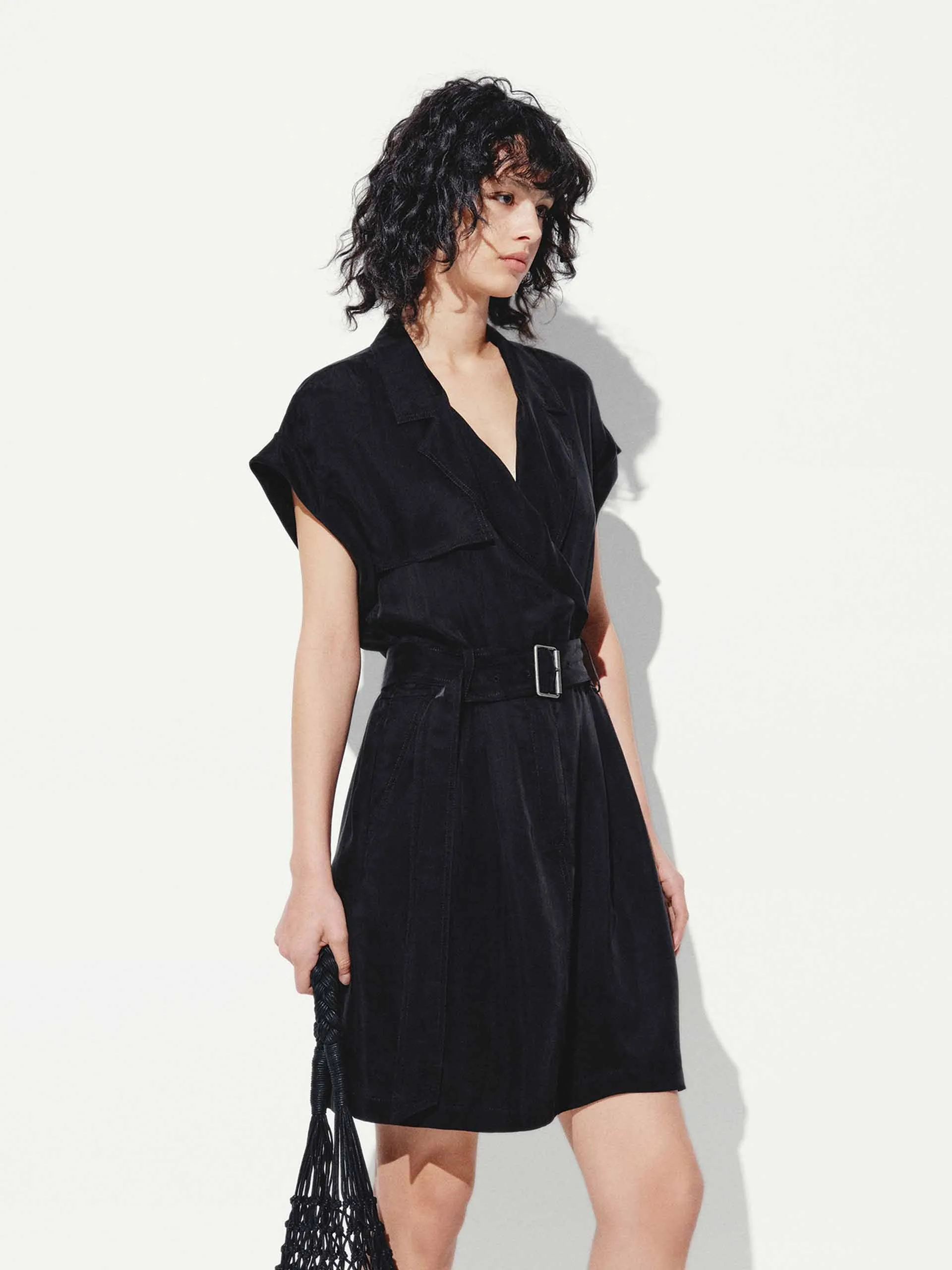 V-neck Black Mini Dress sold by Mo&Co product image thumbnail 3