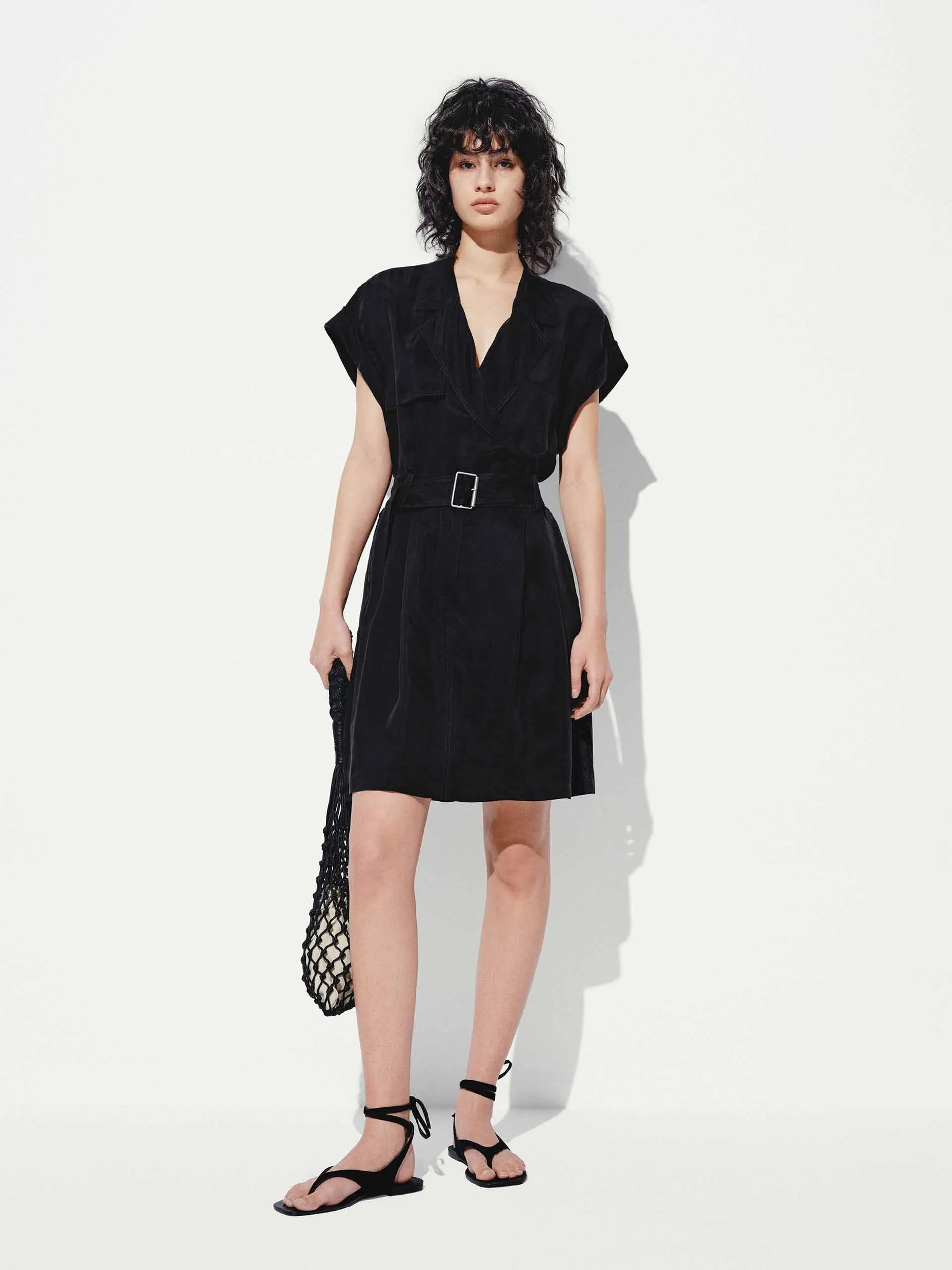 V-neck Black Mini Dress sold by Mo&Co product image thumbnail 2