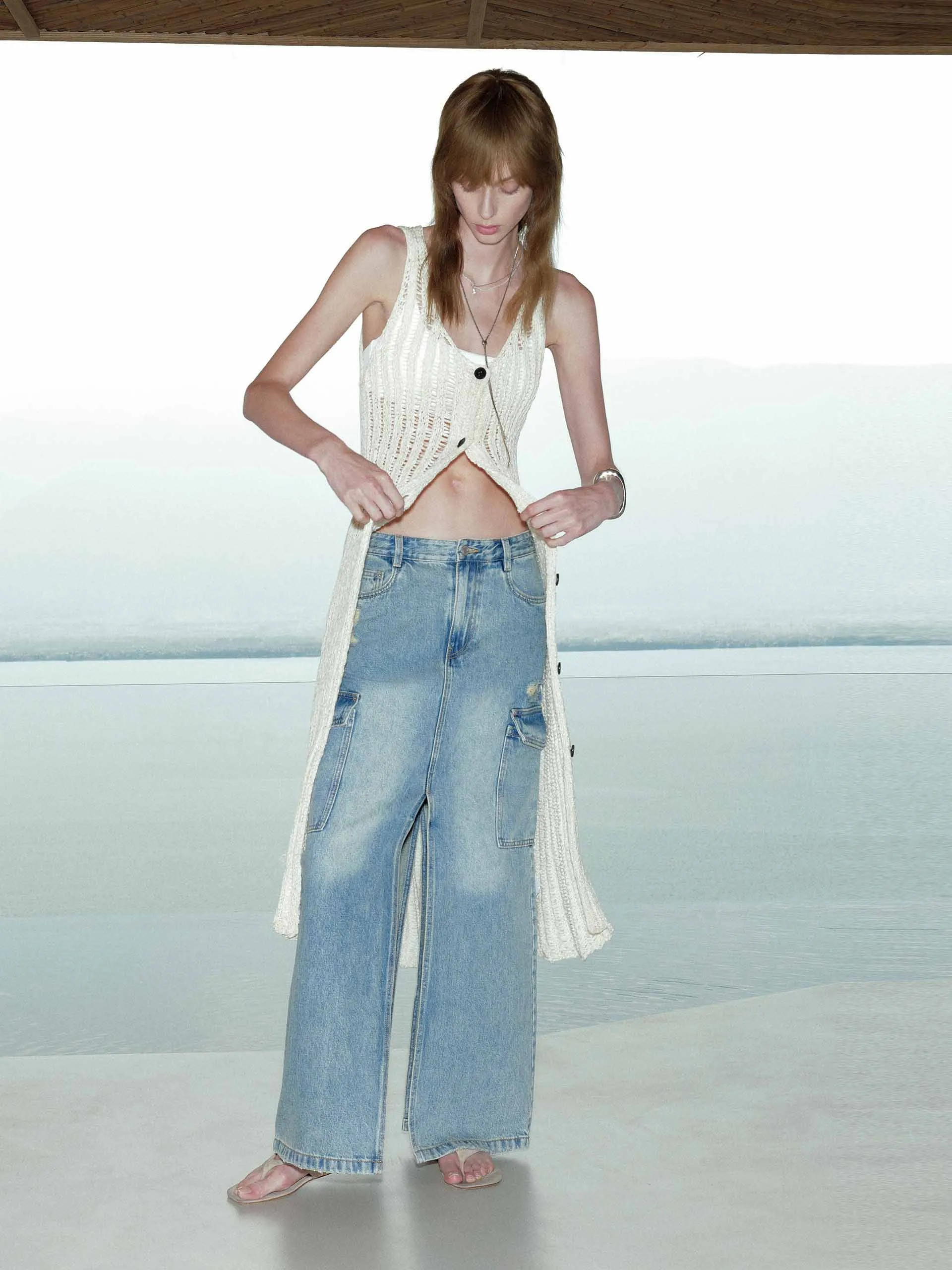 Knitted Slim Long Cardigan sold by Mo&Co