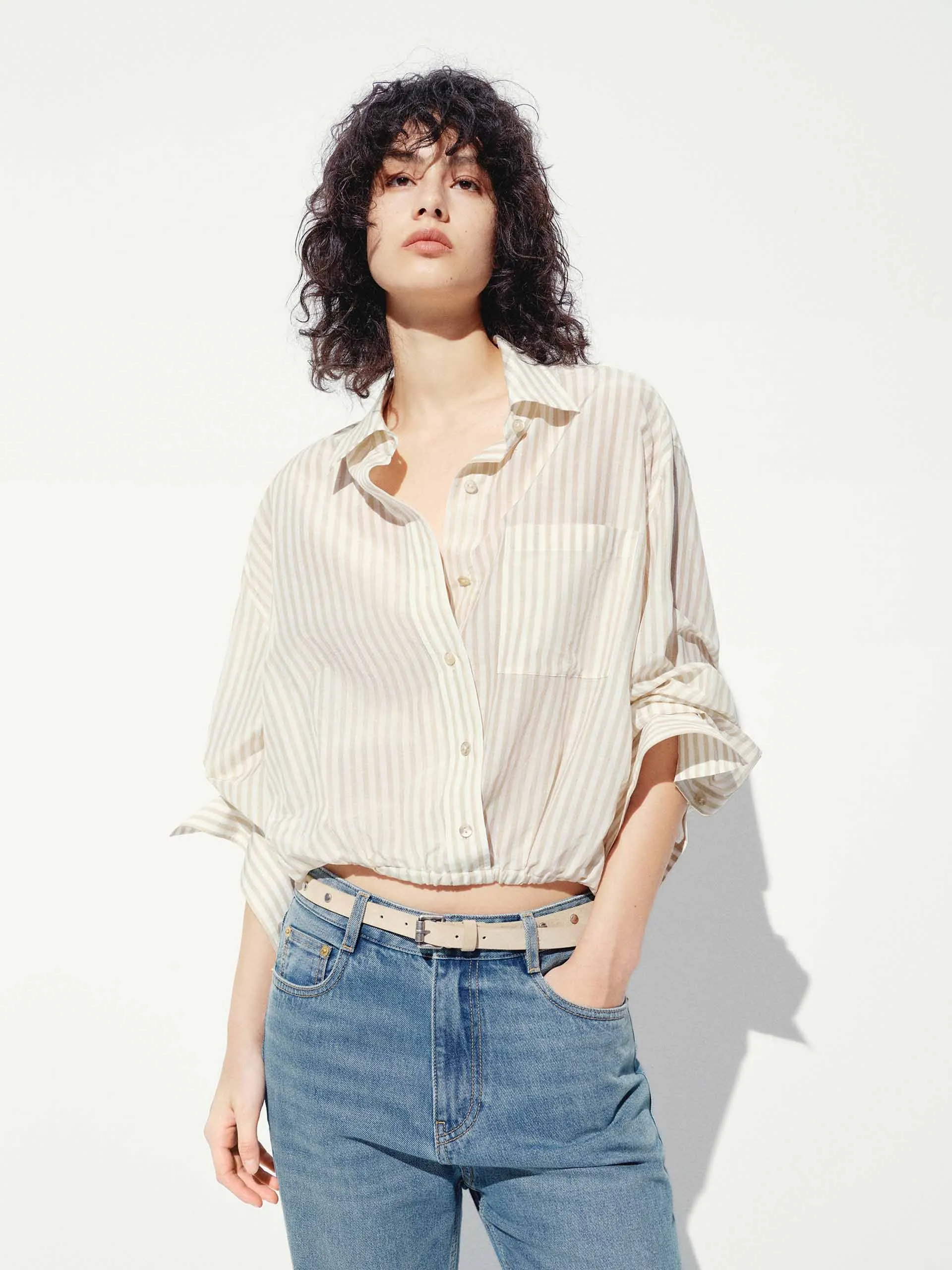 Cropped Striped Blouse sold by Mo&Co