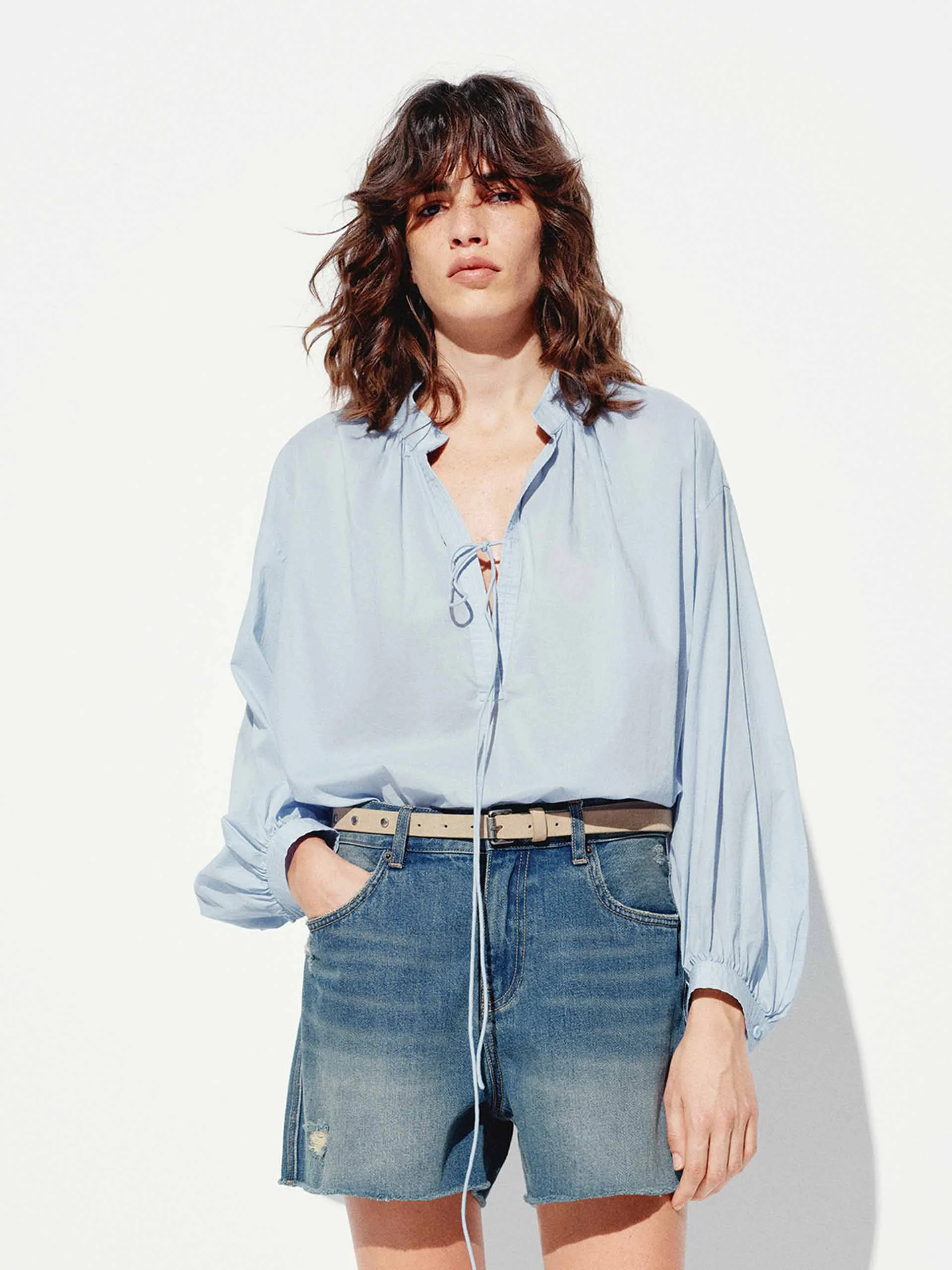 Long Sleeves Tie Blouse sold by Mo&Co product image thumbnail 3