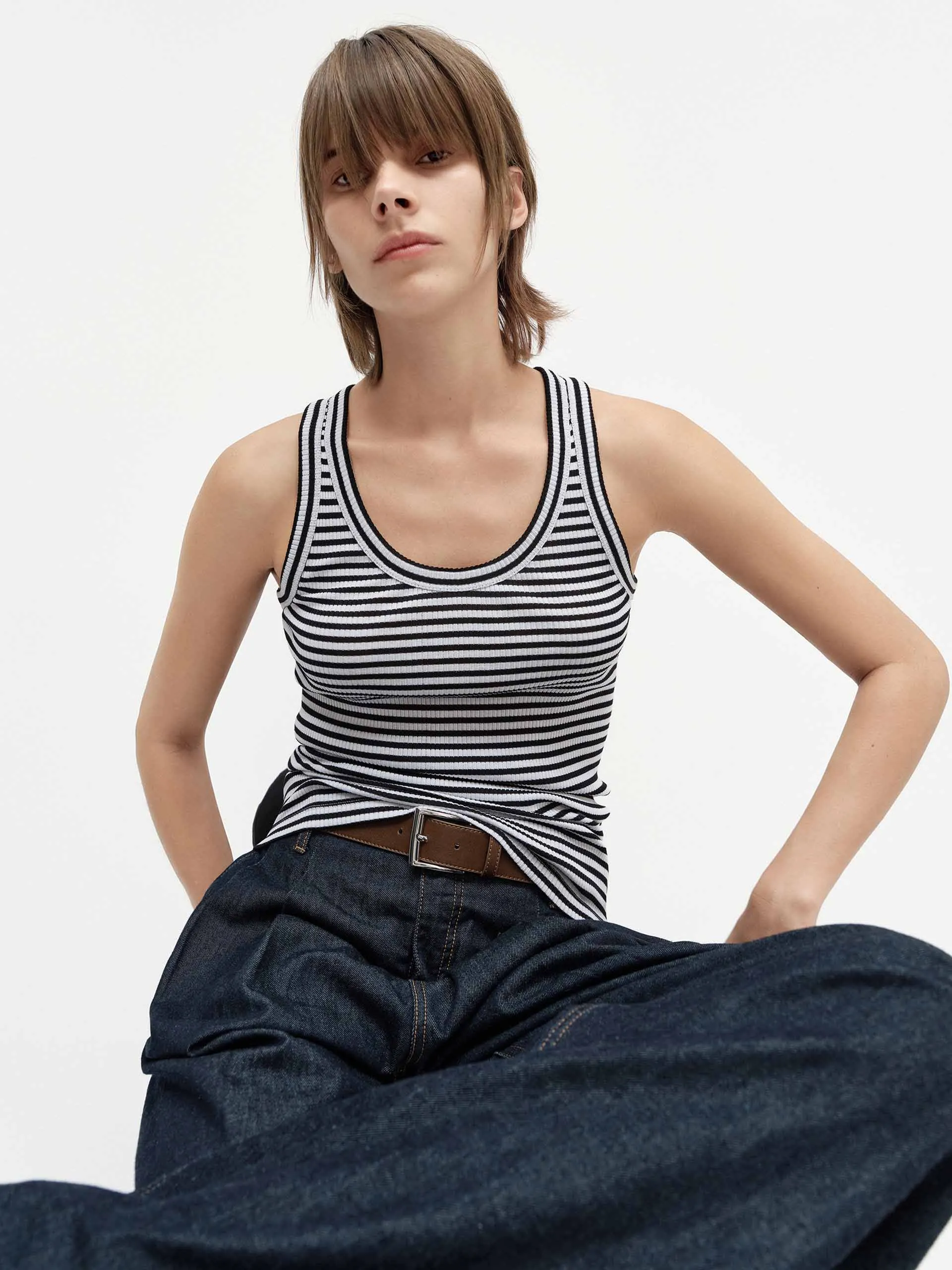 Include Silk Ribbed Tank Top sold by Mo&Co