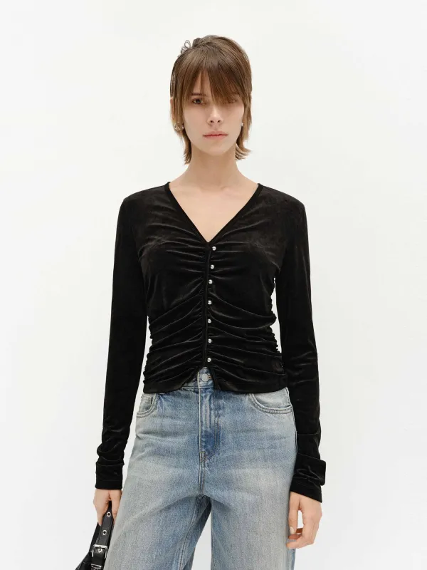 Close Fit Velvet Top sold by Mo&Co