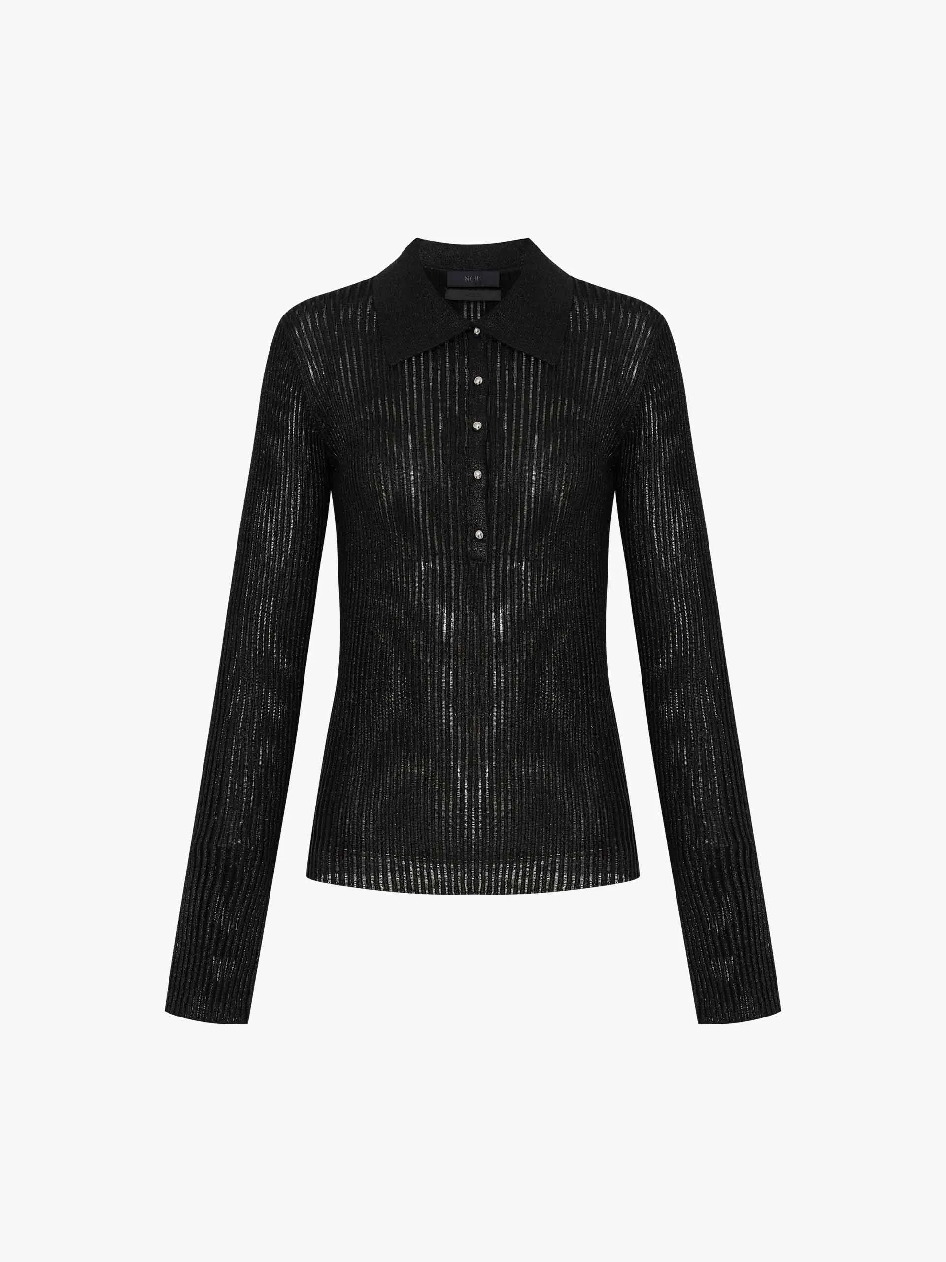 Sheer Ribbed Knit Top sold by Mo&Co product image thumbnail 5