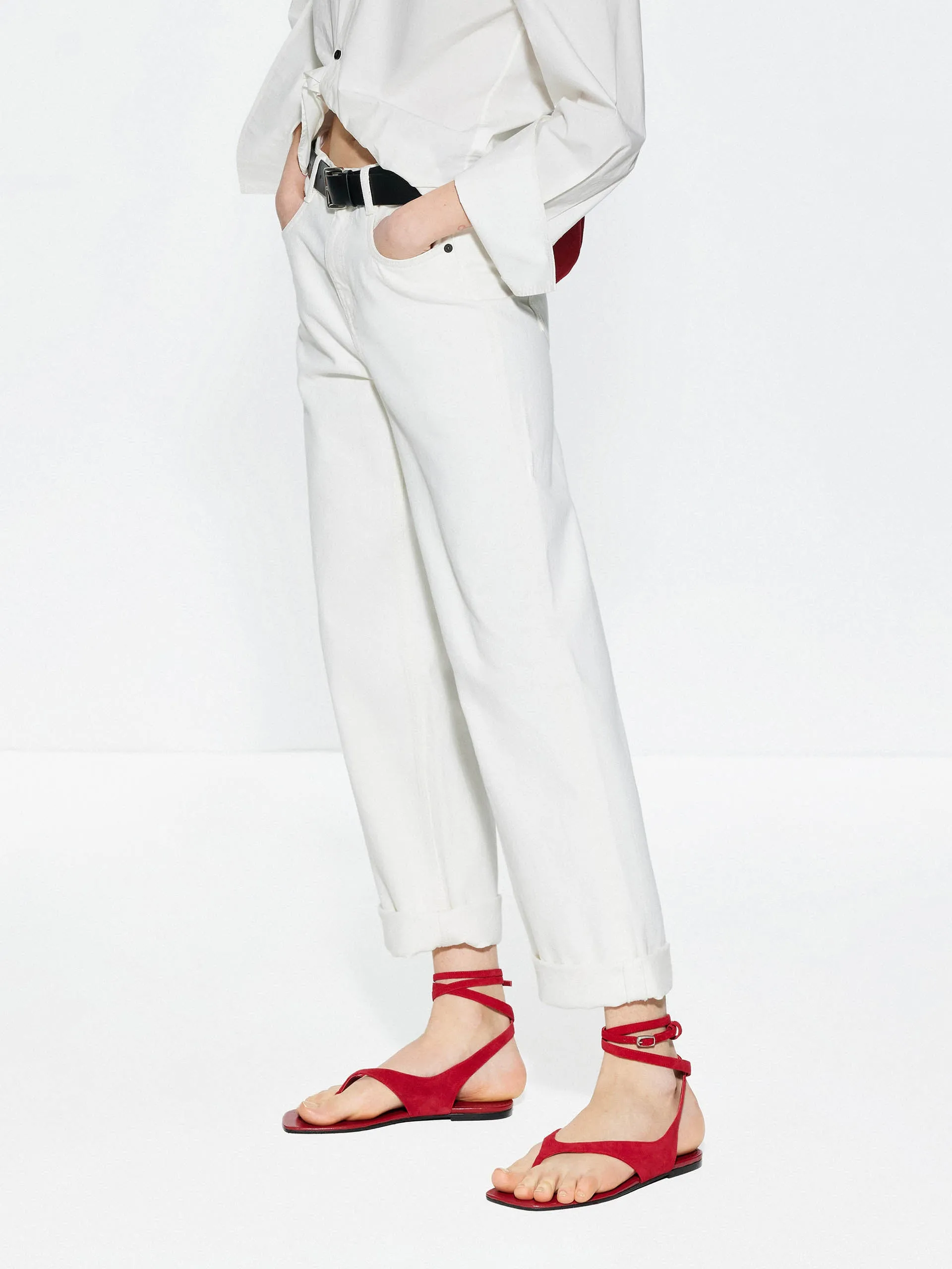 Cotton White Straight Jeans sold by Mo&Co product image thumbnail 3