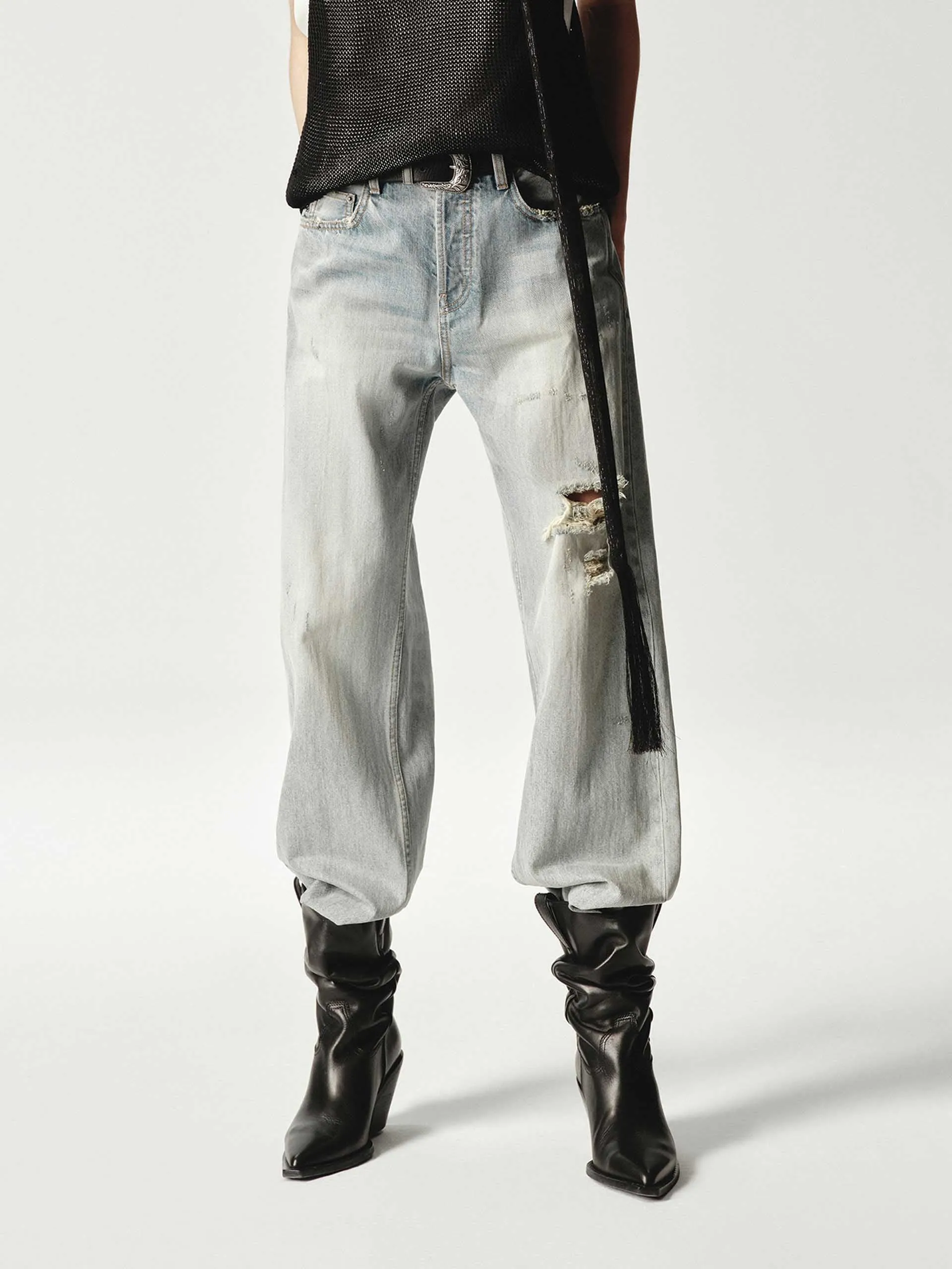 Light Blue Distressed Jeans sold by Mo&Co product image thumbnail 3