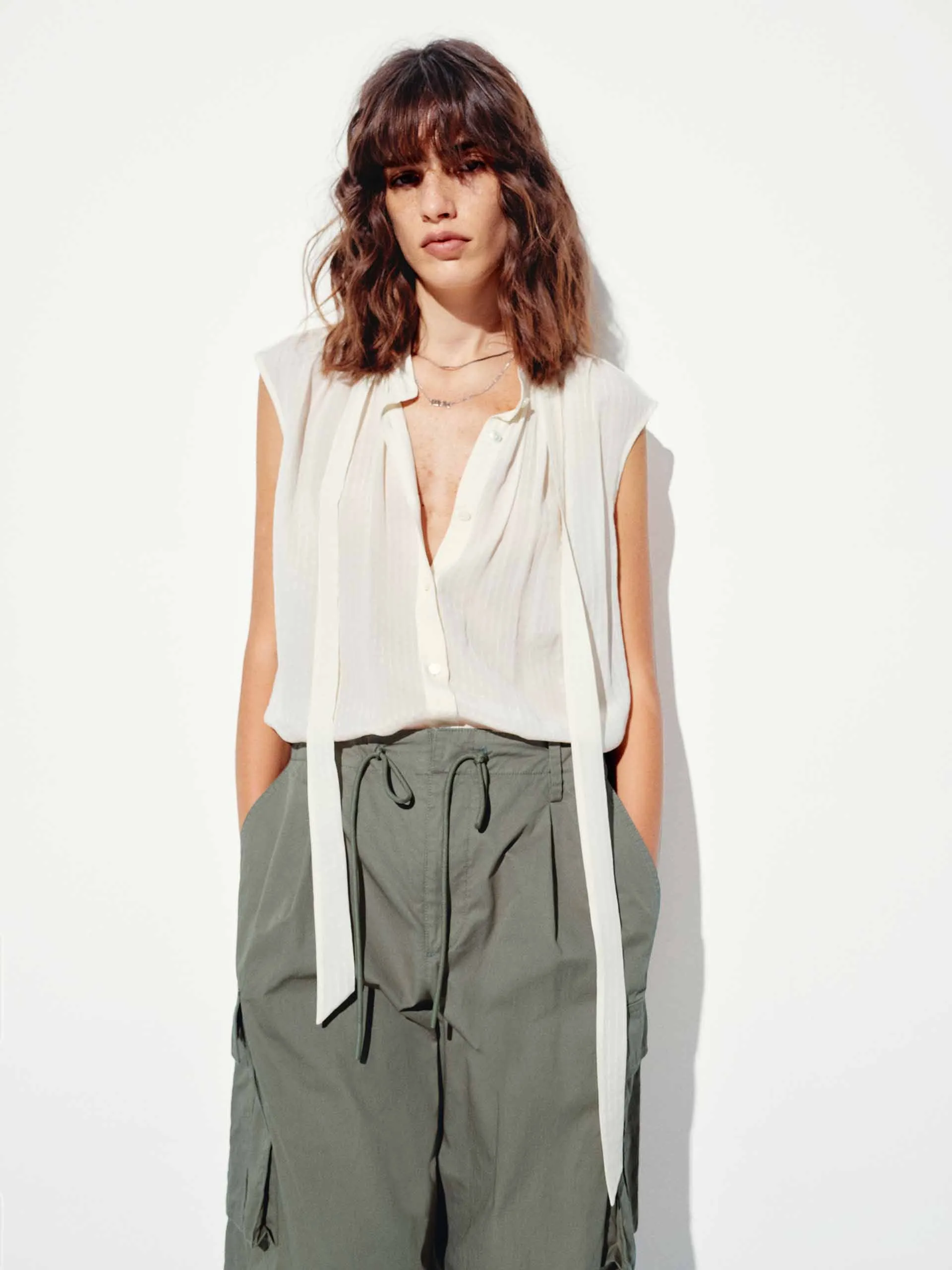 Tie Detail Sleeveless Blouse sold by Mo&Co product image thumbnail 3