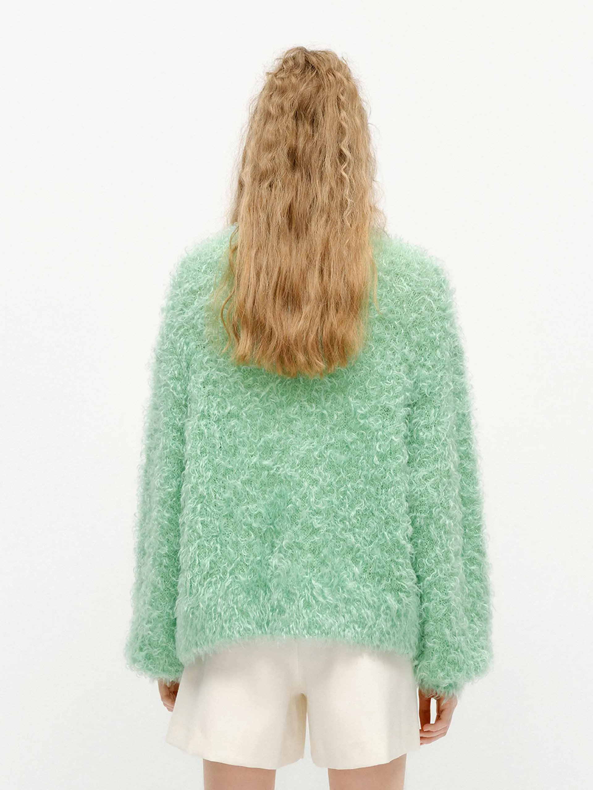 Fluffy Boucle Knit Cardigan sold by Mo&Co product image thumbnail 3