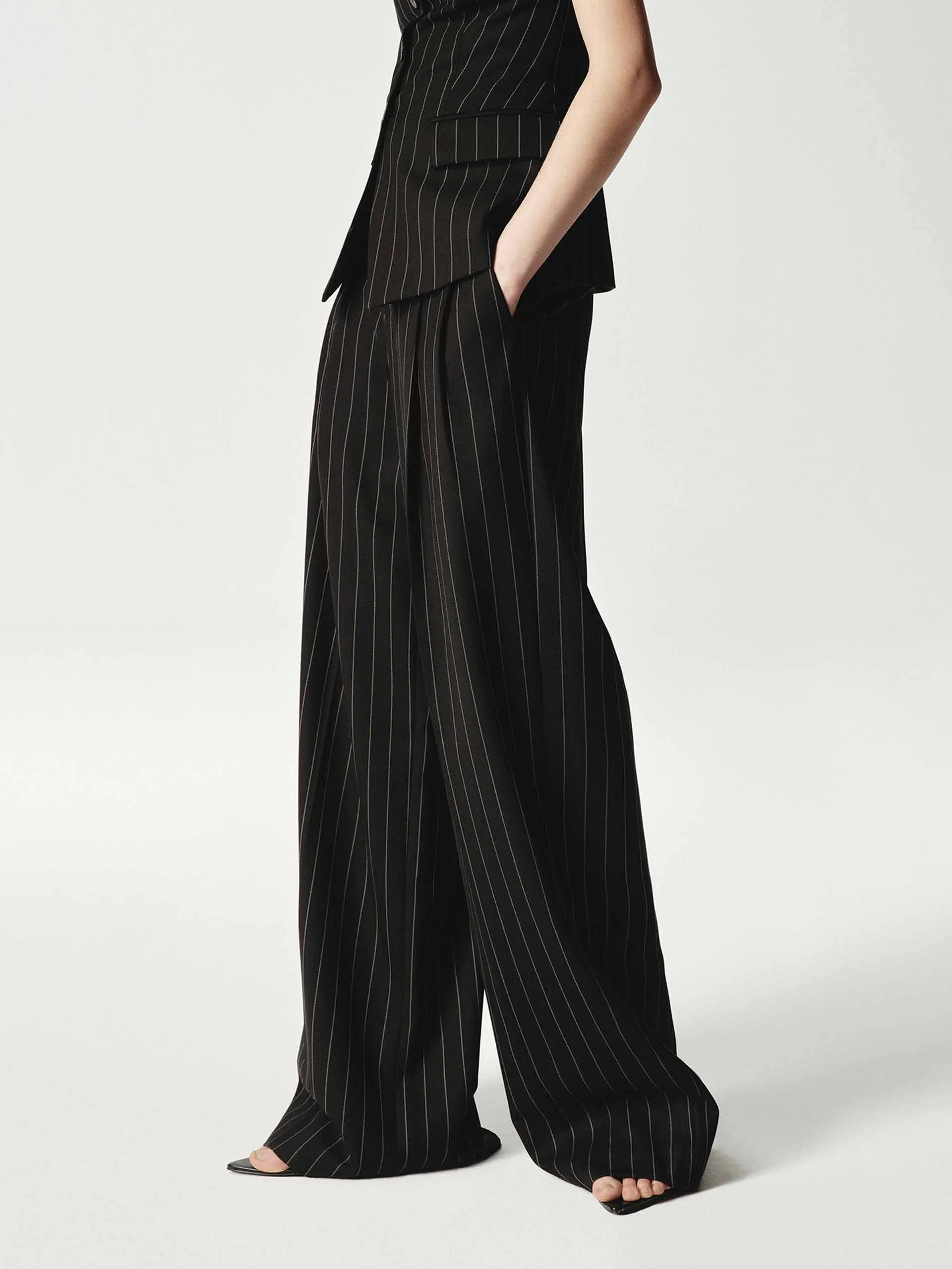 Wool Striped Straight Trousers sold by Mo&Co product image thumbnail 3