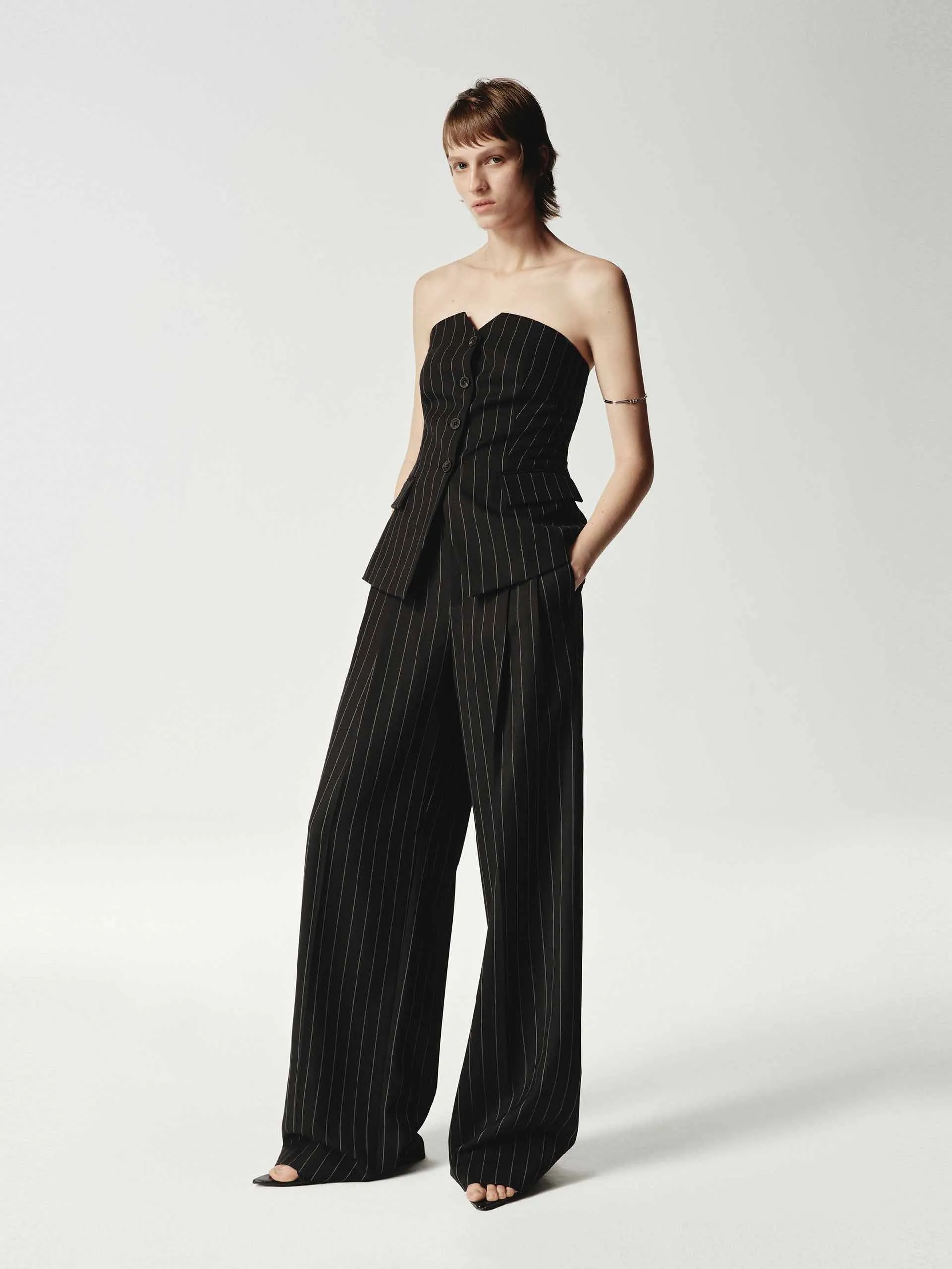 Wool Striped Straight Trousers sold by Mo&Co product image thumbnail 2