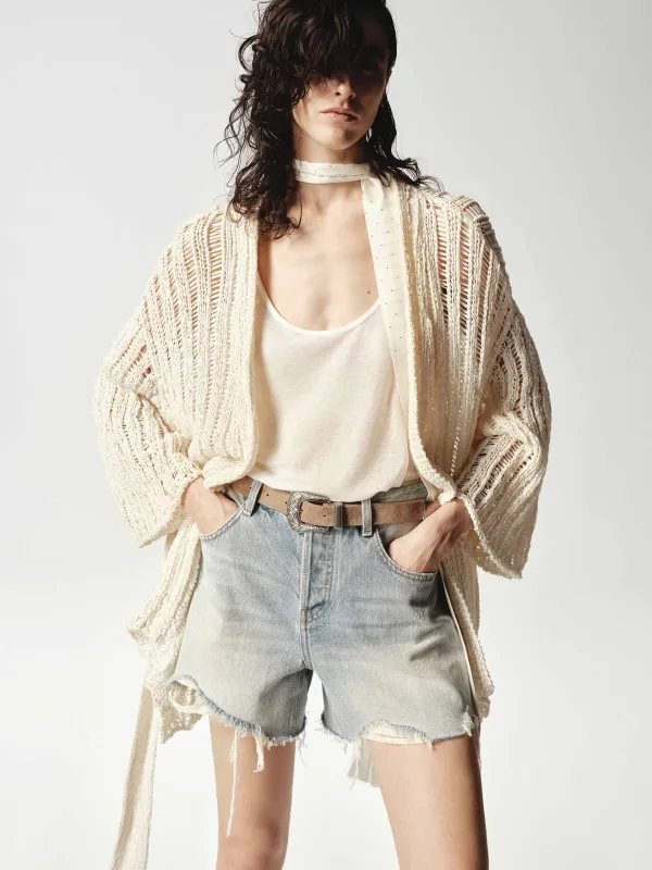 Relaxed Crochet Knit Cardigan sold by Mo&Co