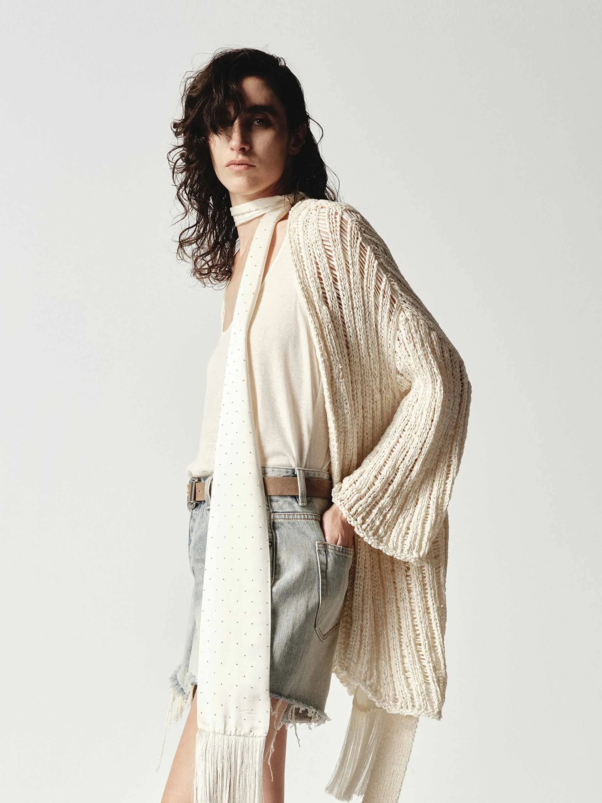 Relaxed Crochet Knit Cardigan sold by Mo&Co product image thumbnail 3