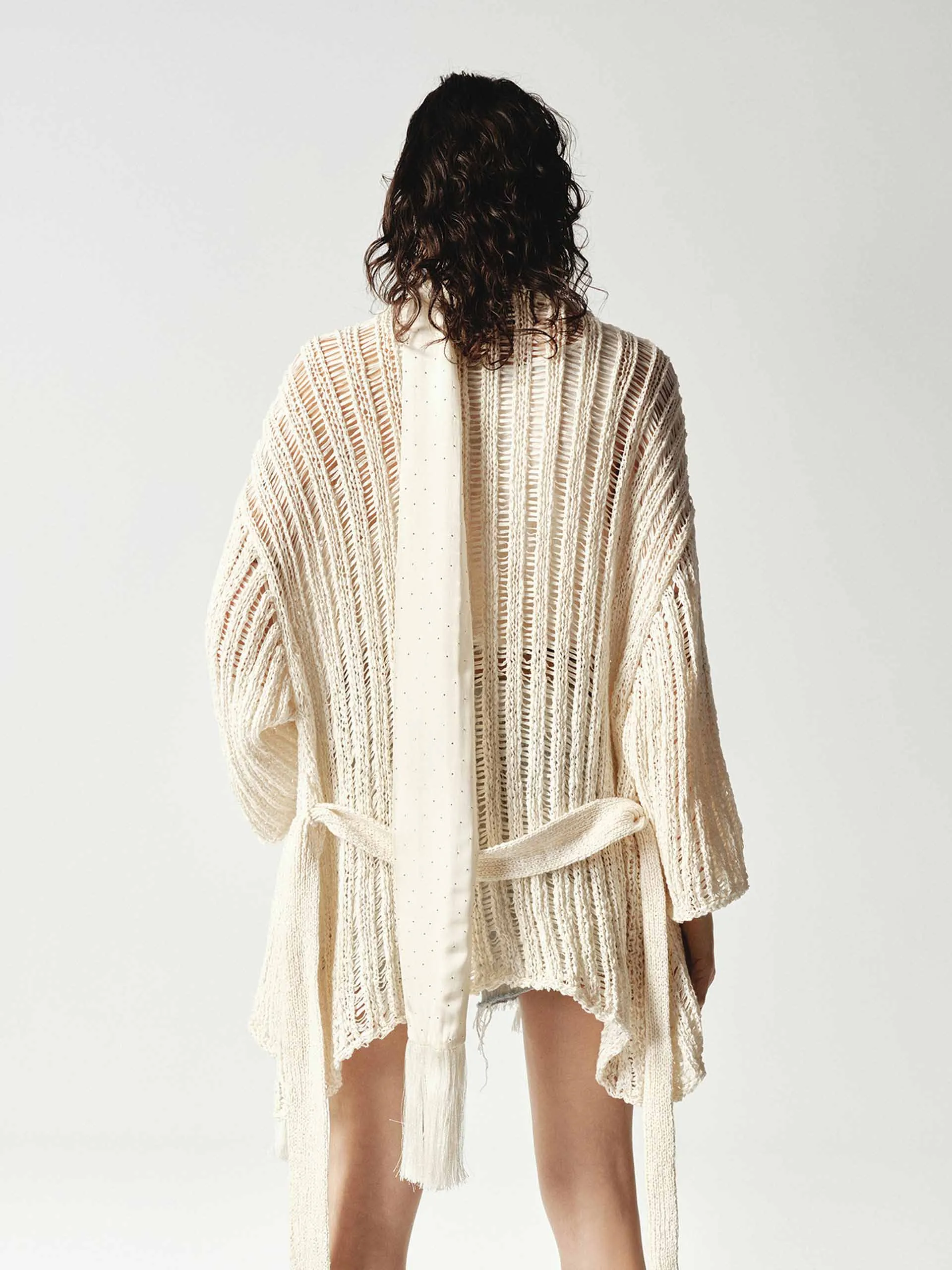 Relaxed Crochet Knit Cardigan sold by Mo&Co product image thumbnail 4