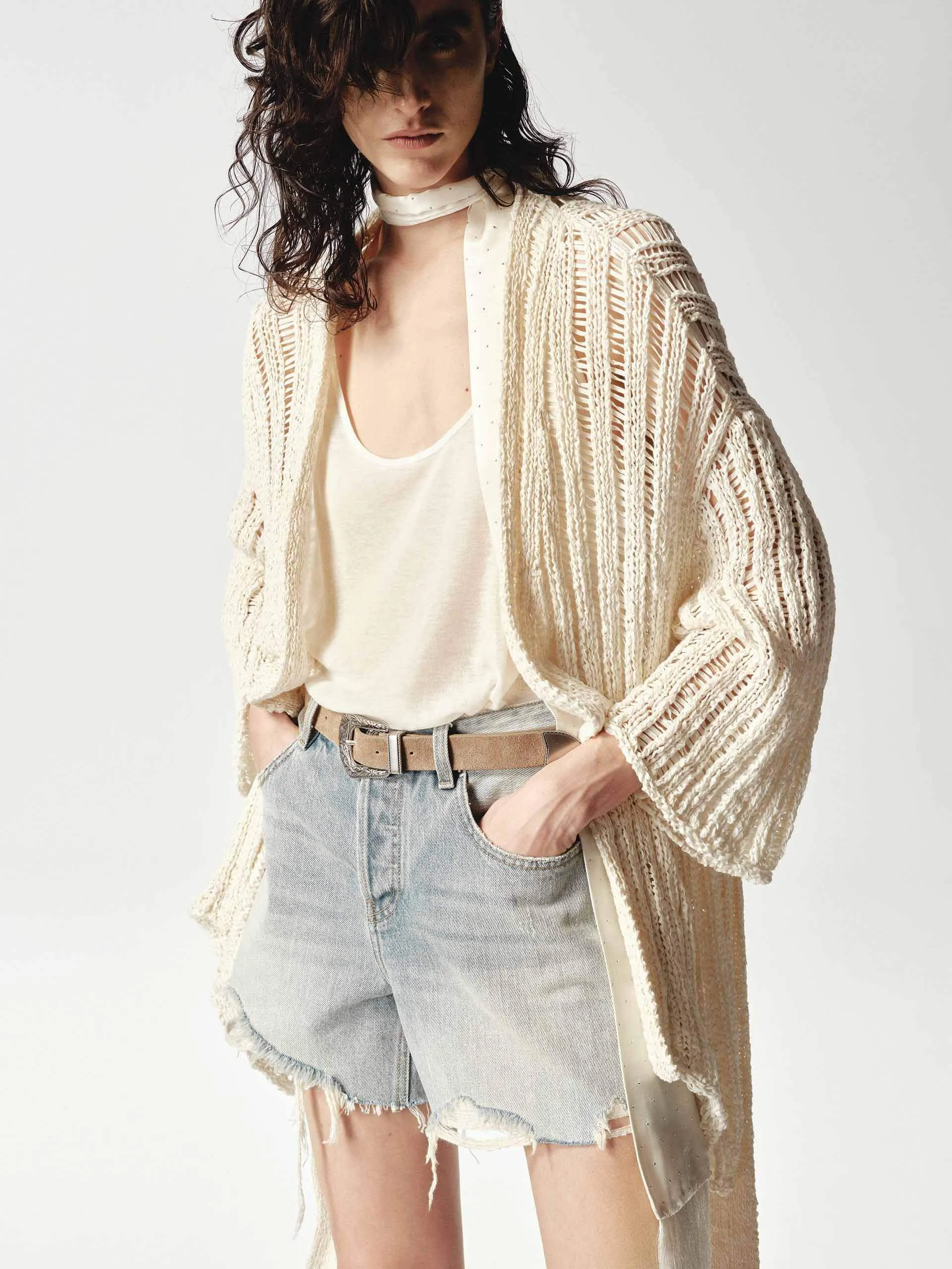 Relaxed Crochet Knit Cardigan sold by Mo&Co product image thumbnail 5