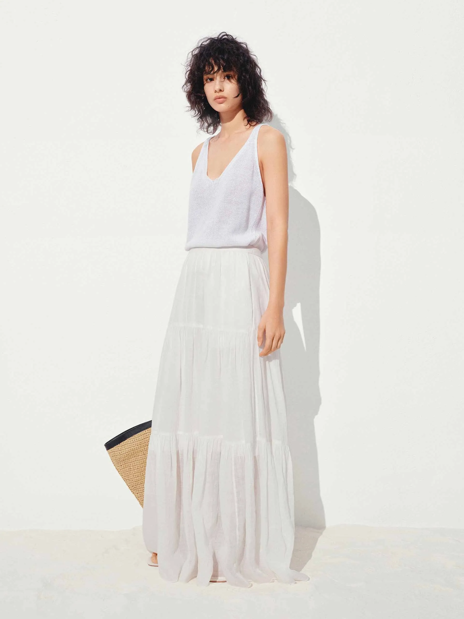 V-neck Linen Cotton Tank sold by Mo&Co product image thumbnail 2