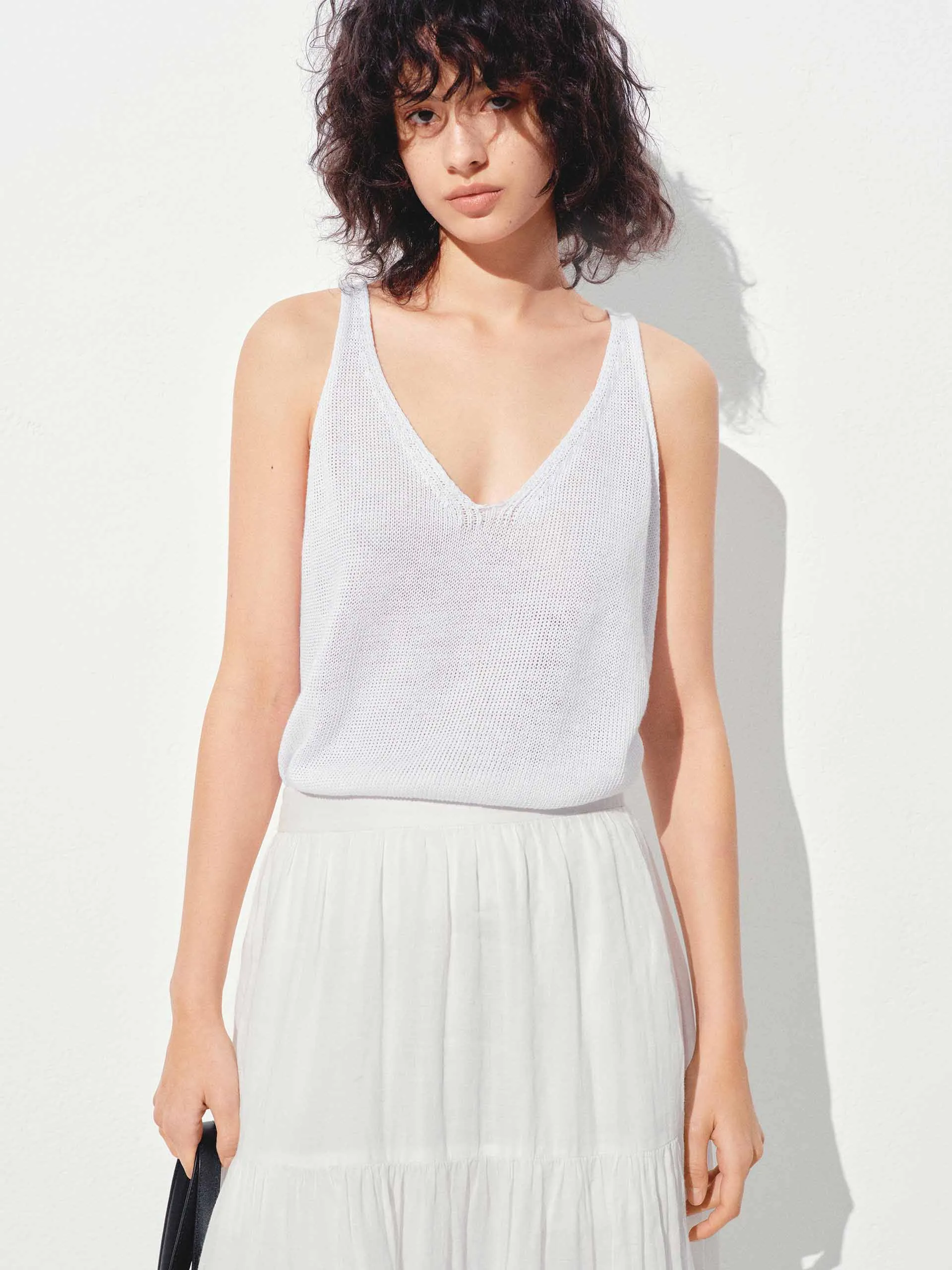 V-neck Linen Cotton Tank sold by Mo&Co