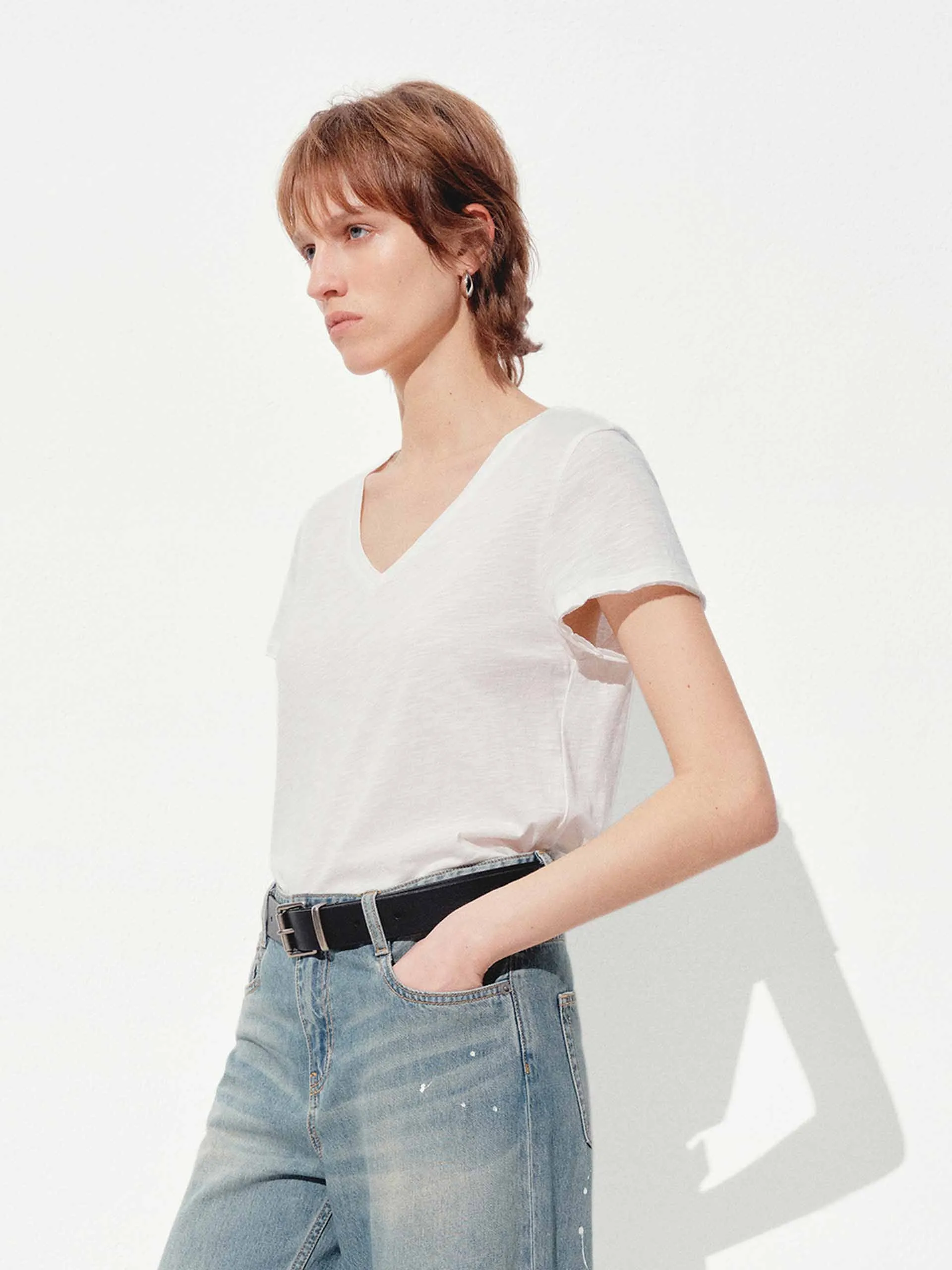 V-neck Short Sleeves T-shirt sold by Mo&Co product image thumbnail 3