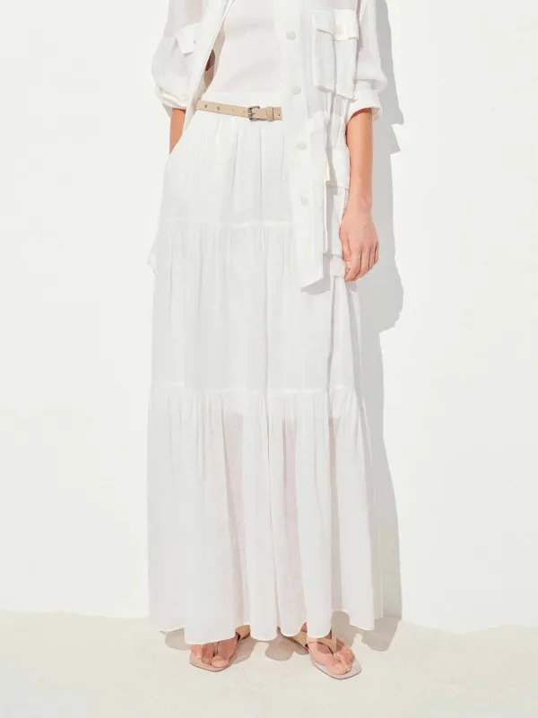 Ramie Pleated Maxi Skirt made by Mo&Co