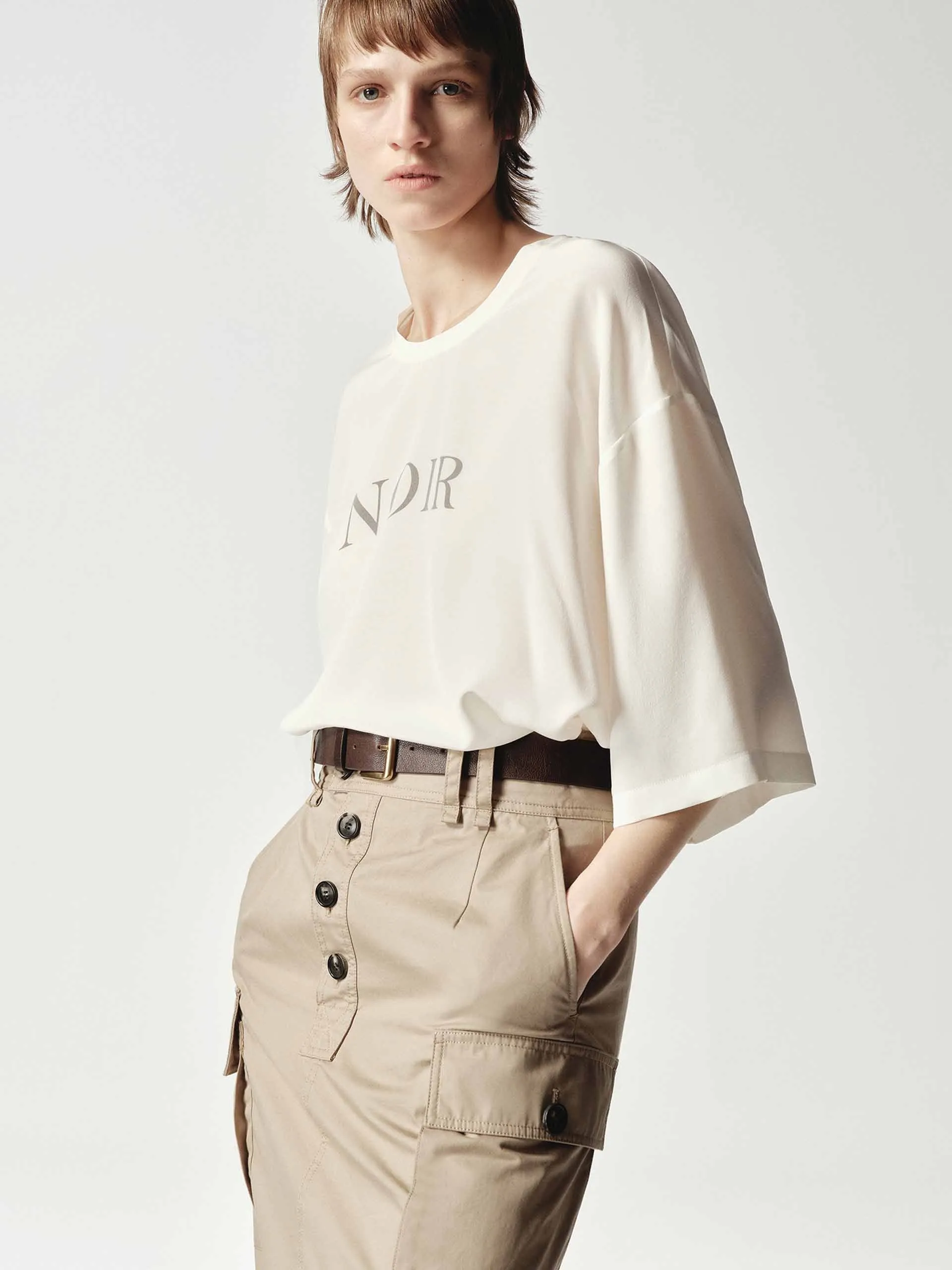 Round Neck Silk Top sold by Mo&Co