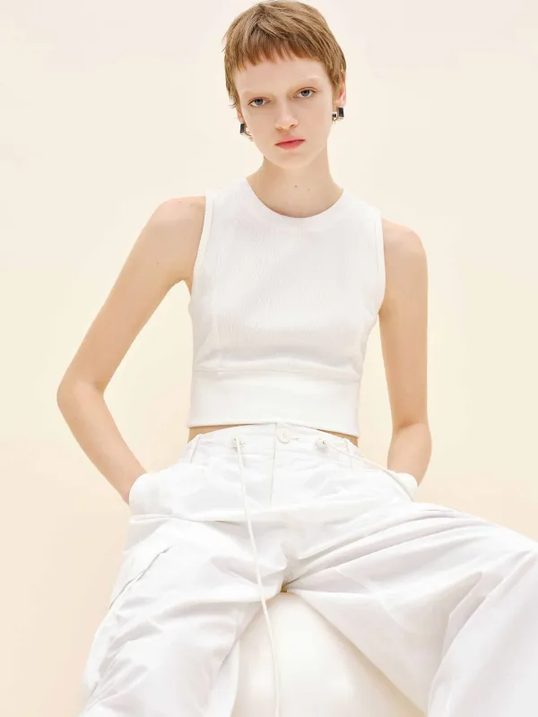 Cropped Knitted Tank Top sold by Mo&Co