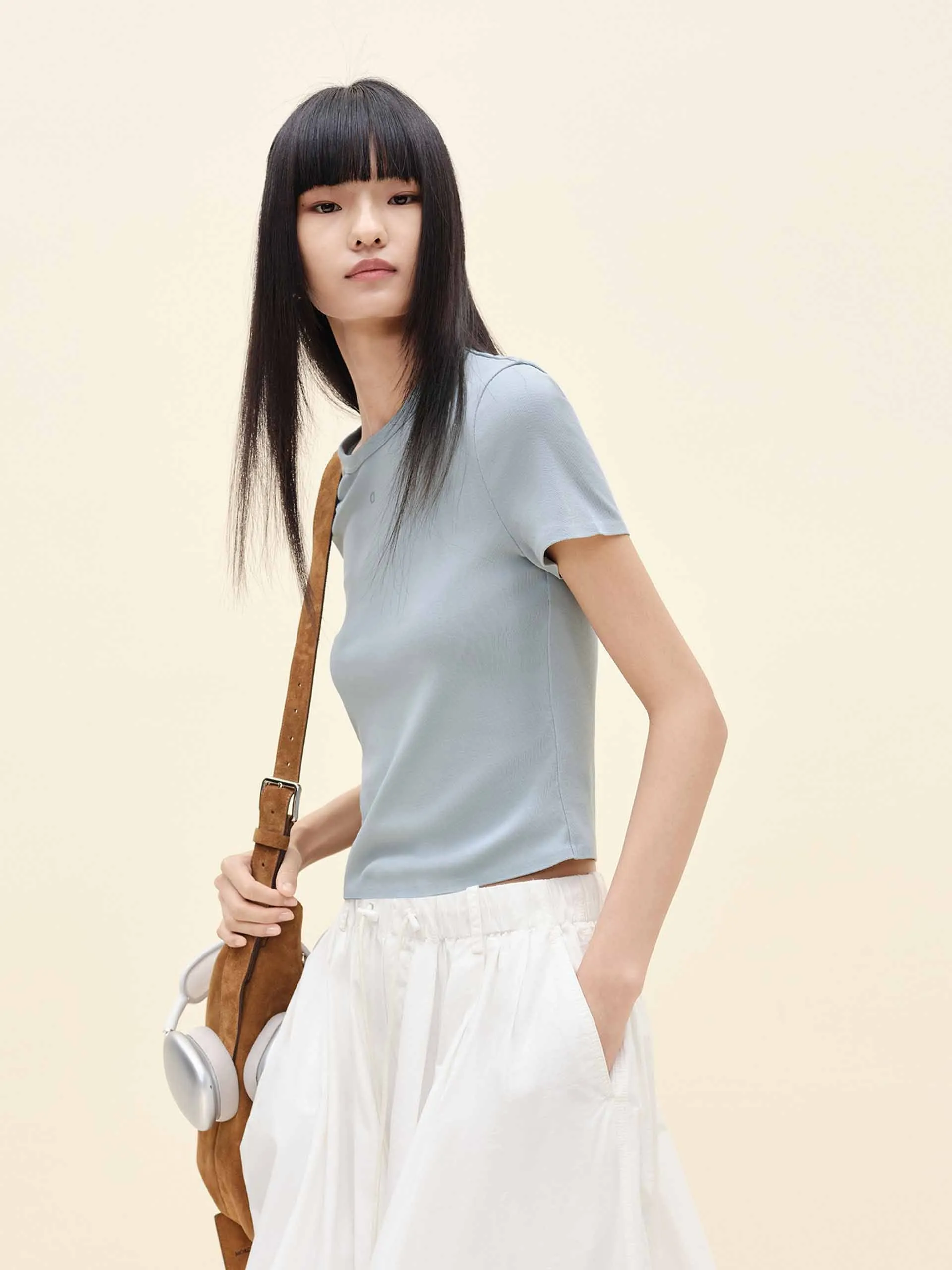 Cotton Blend Slim T-shirt sold by Mo&Co product image thumbnail 3